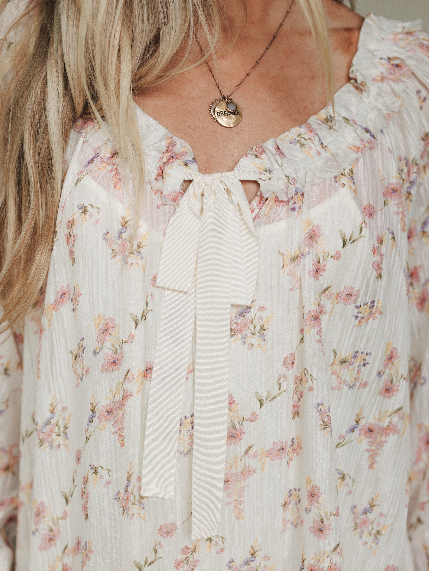 Beth Floral Print Dress - Cream - Image 3