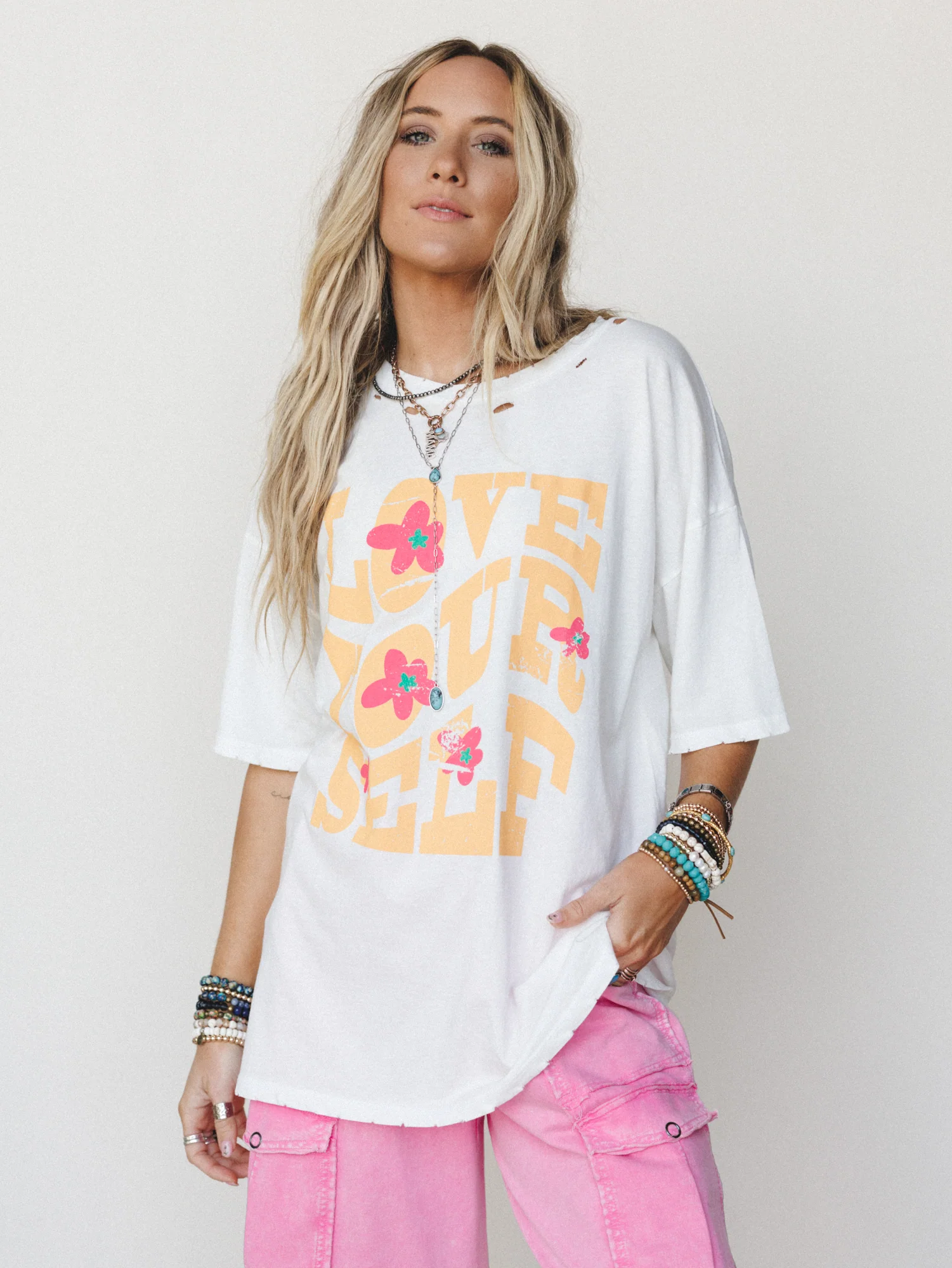 Big Love Distressed Graphic Tee - Ivory