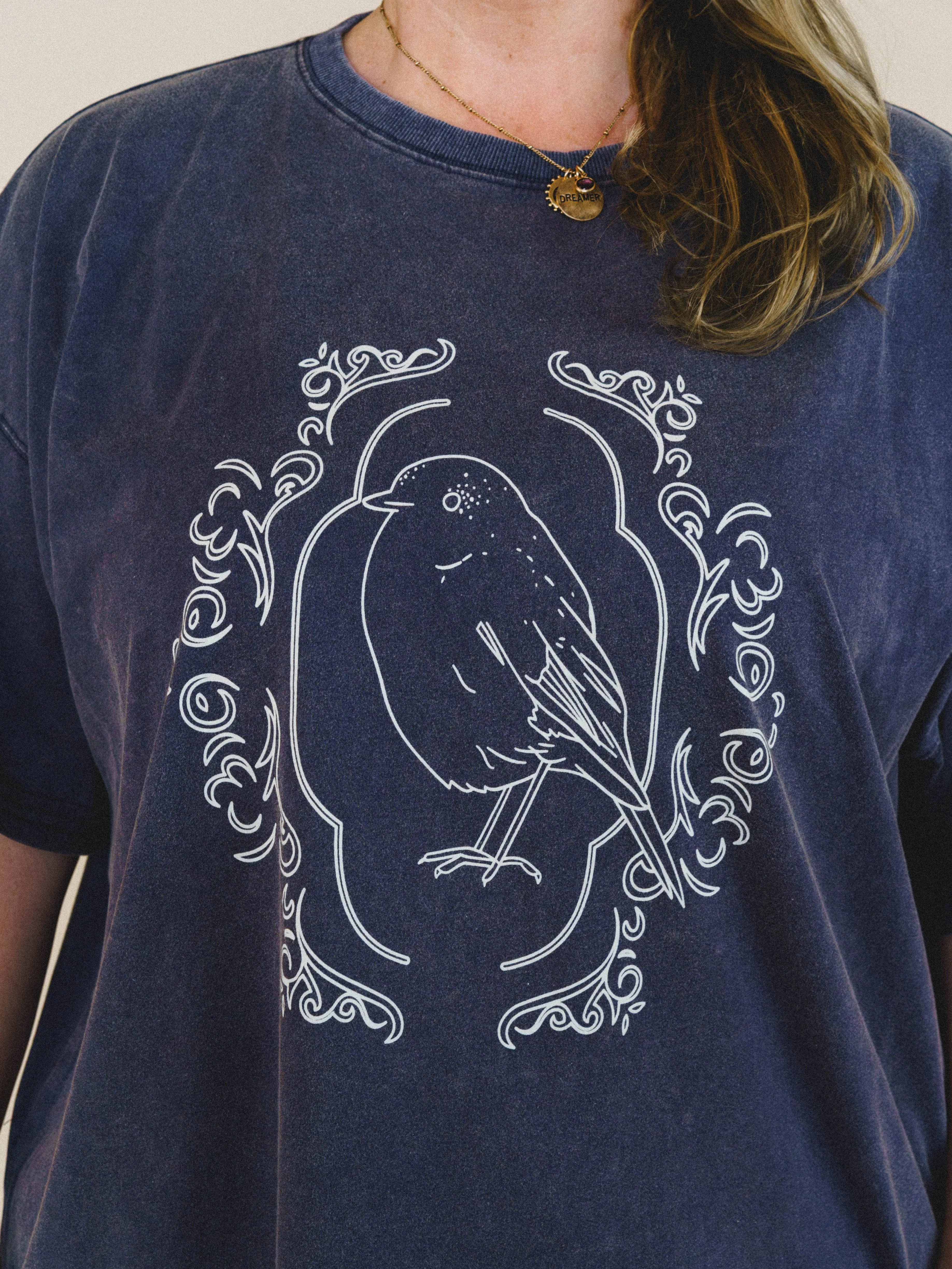 Bird Song Tee - Ash Navy - Image 4