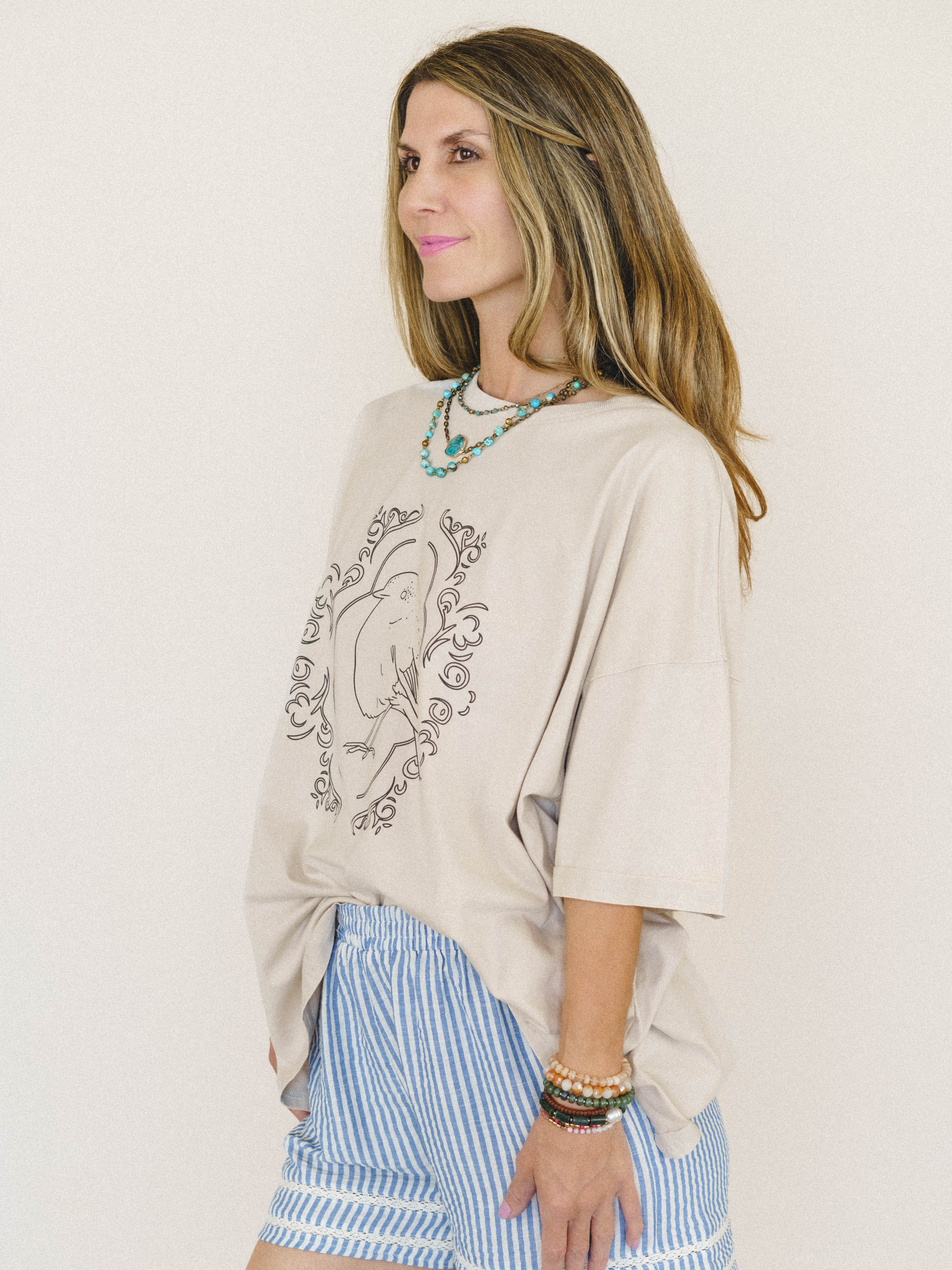 Bird Song Tee - Khaki - Image 5