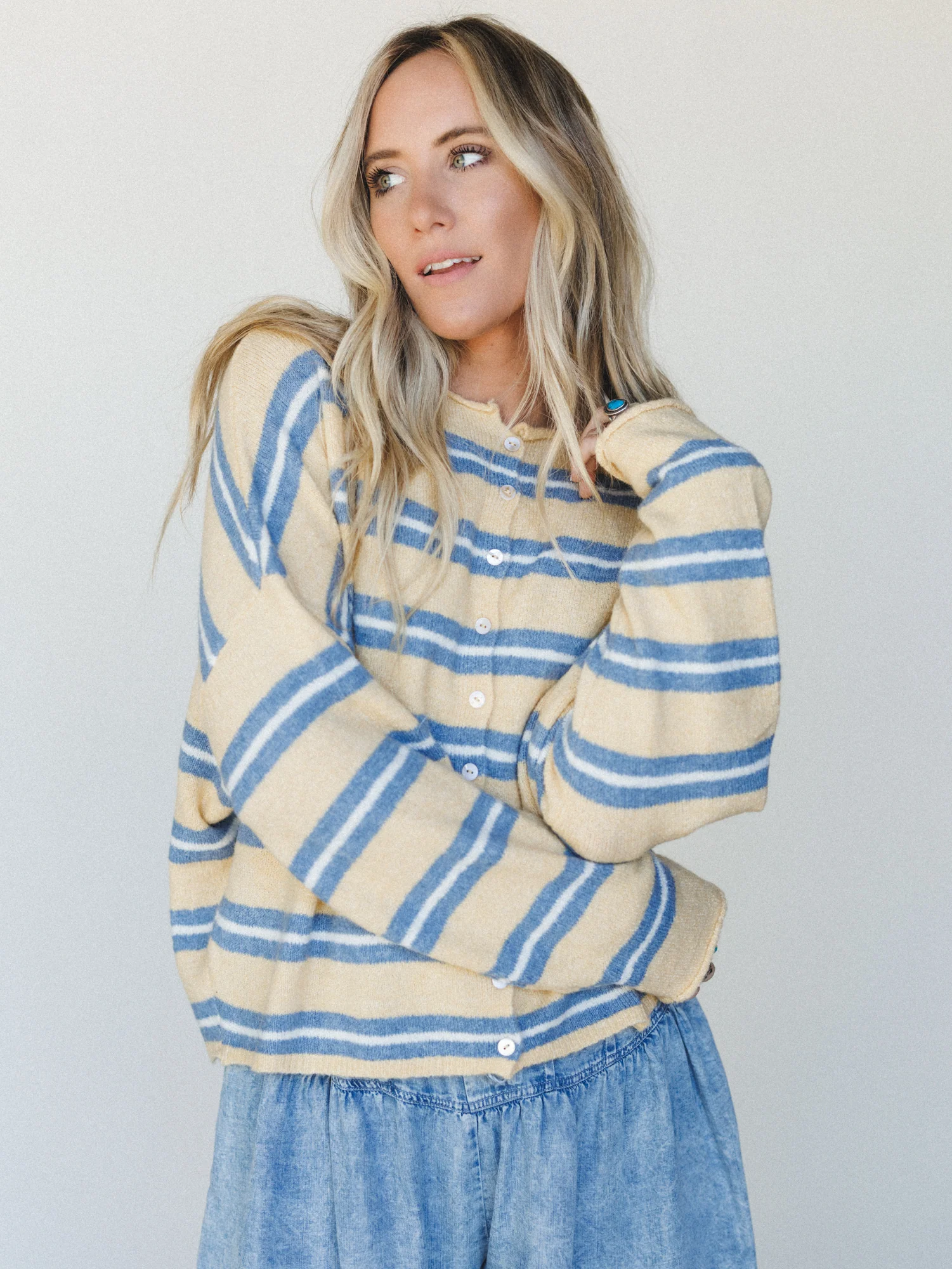 Birdie Button Down Cardigan - Honey - Image 2