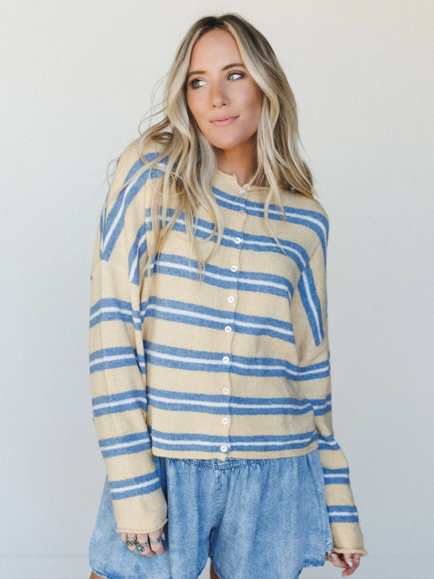 Birdie Button Down Cardigan - Honey - Image 6