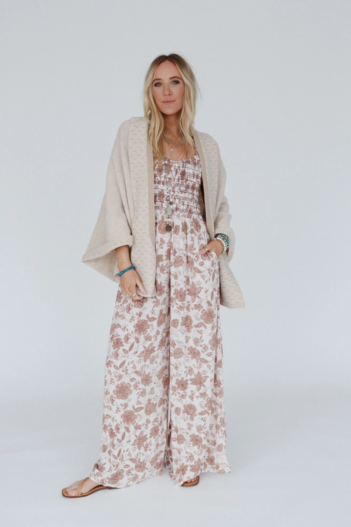 Blakely Cozy Knit Shawl - Beige - Image 2