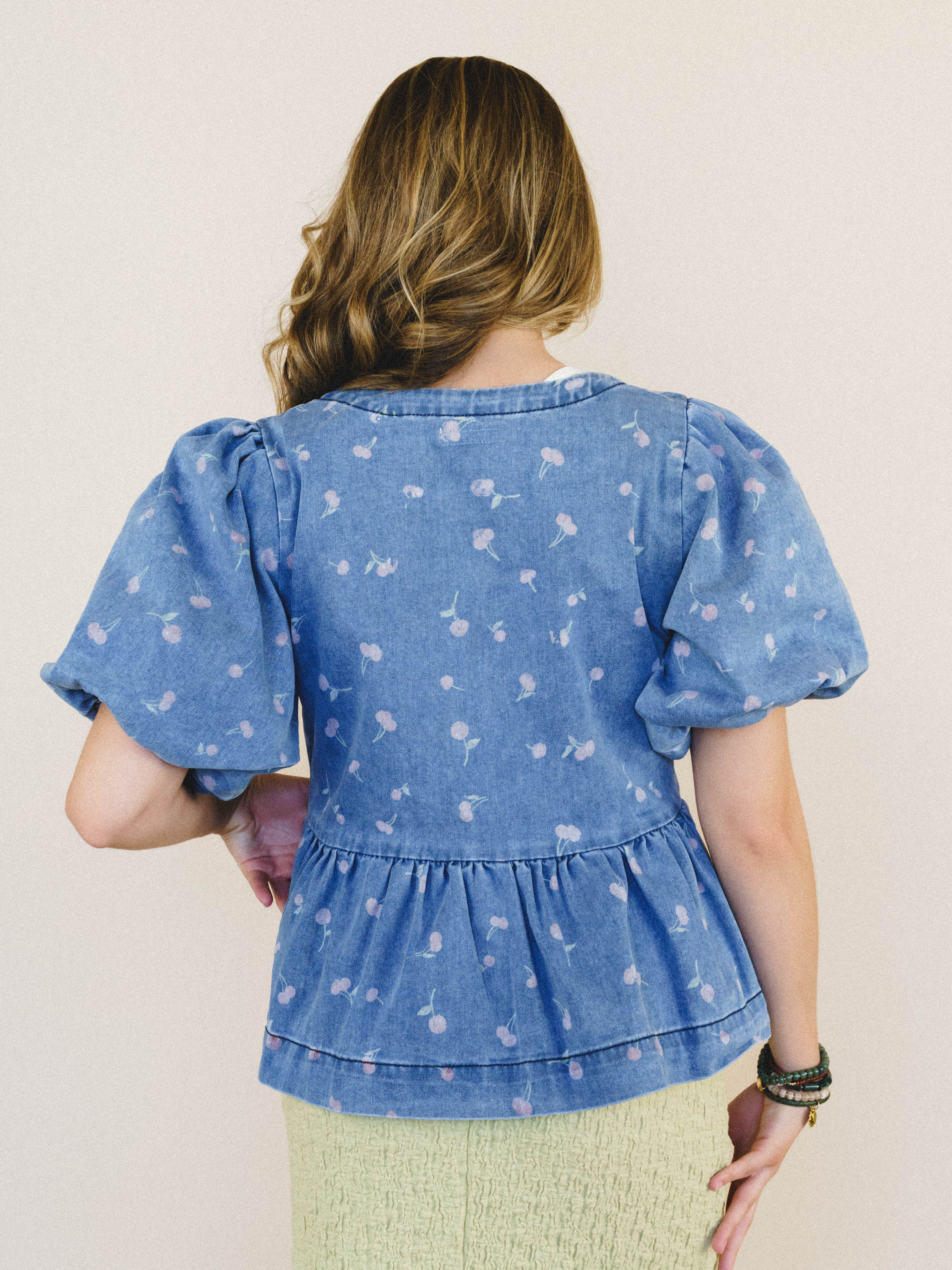 Blooming Beginnings Blouse - Washed Denim - Image 2
