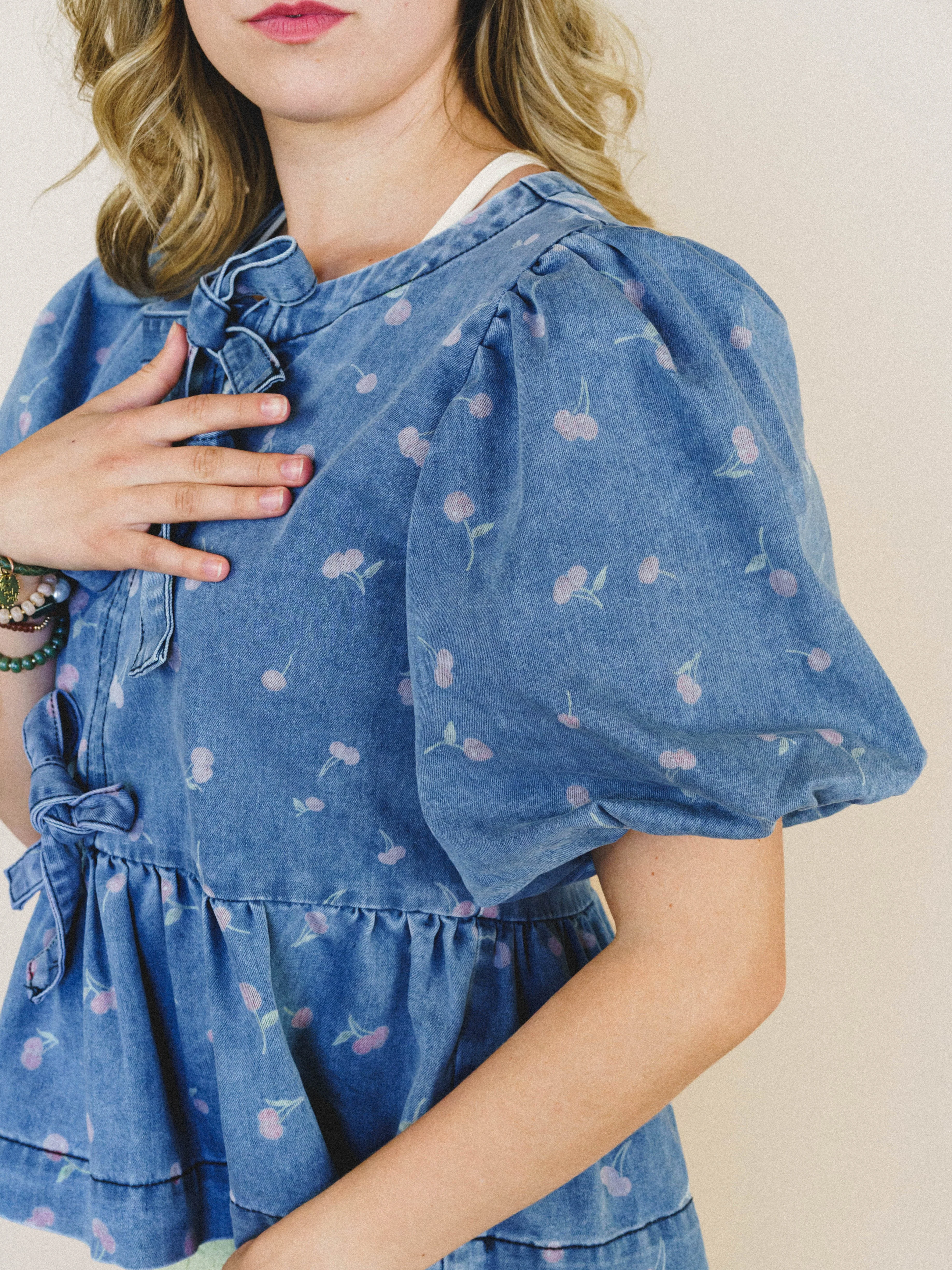 Blooming Beginnings Blouse - Washed Denim - Image 5