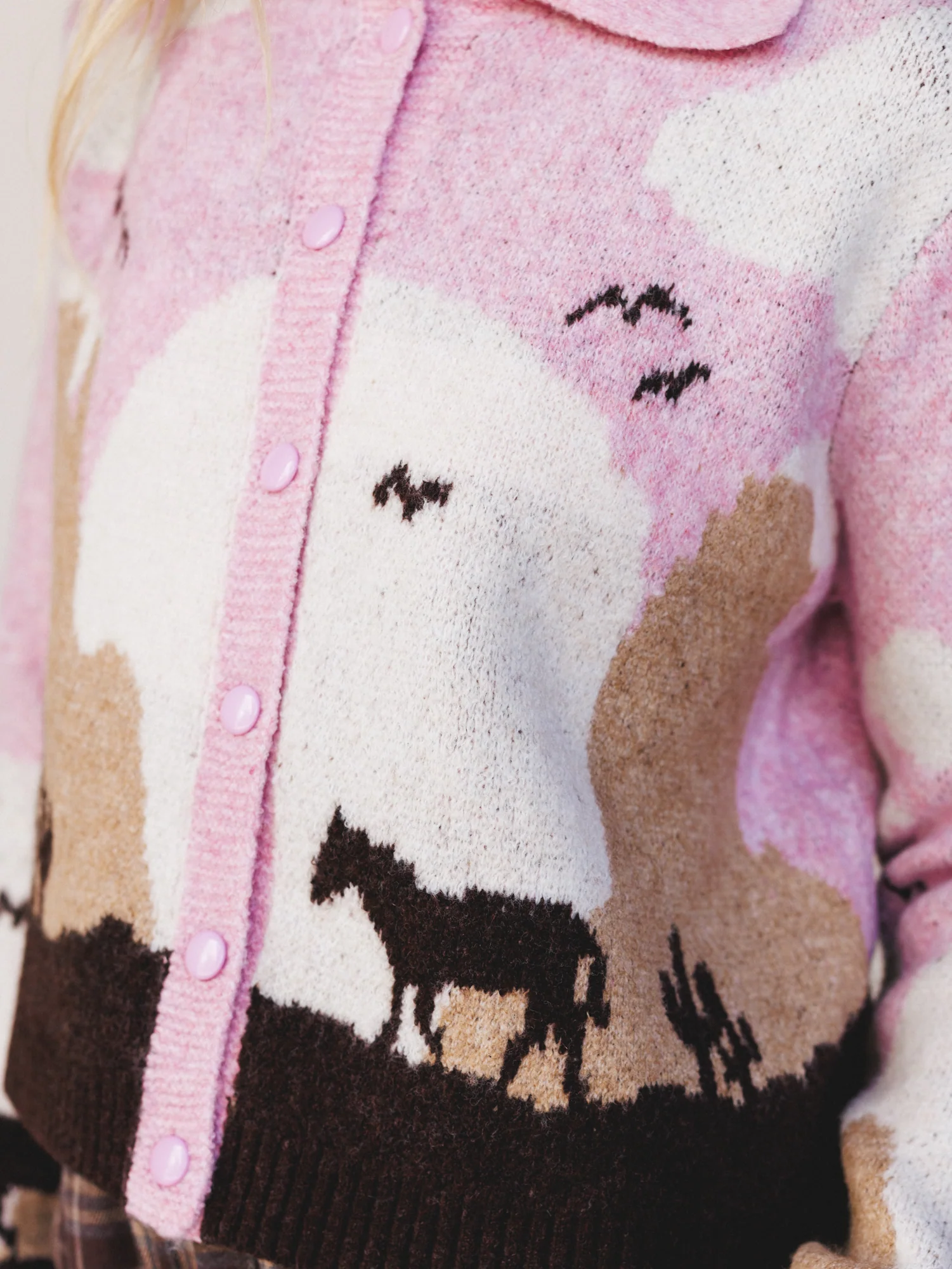 Blush Canyon Cardigan Sweater - Pink - Image 3