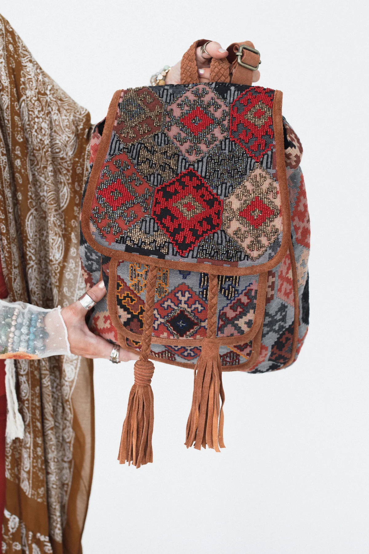 Bohemian Bordeaux Backpack - Red - Image 3