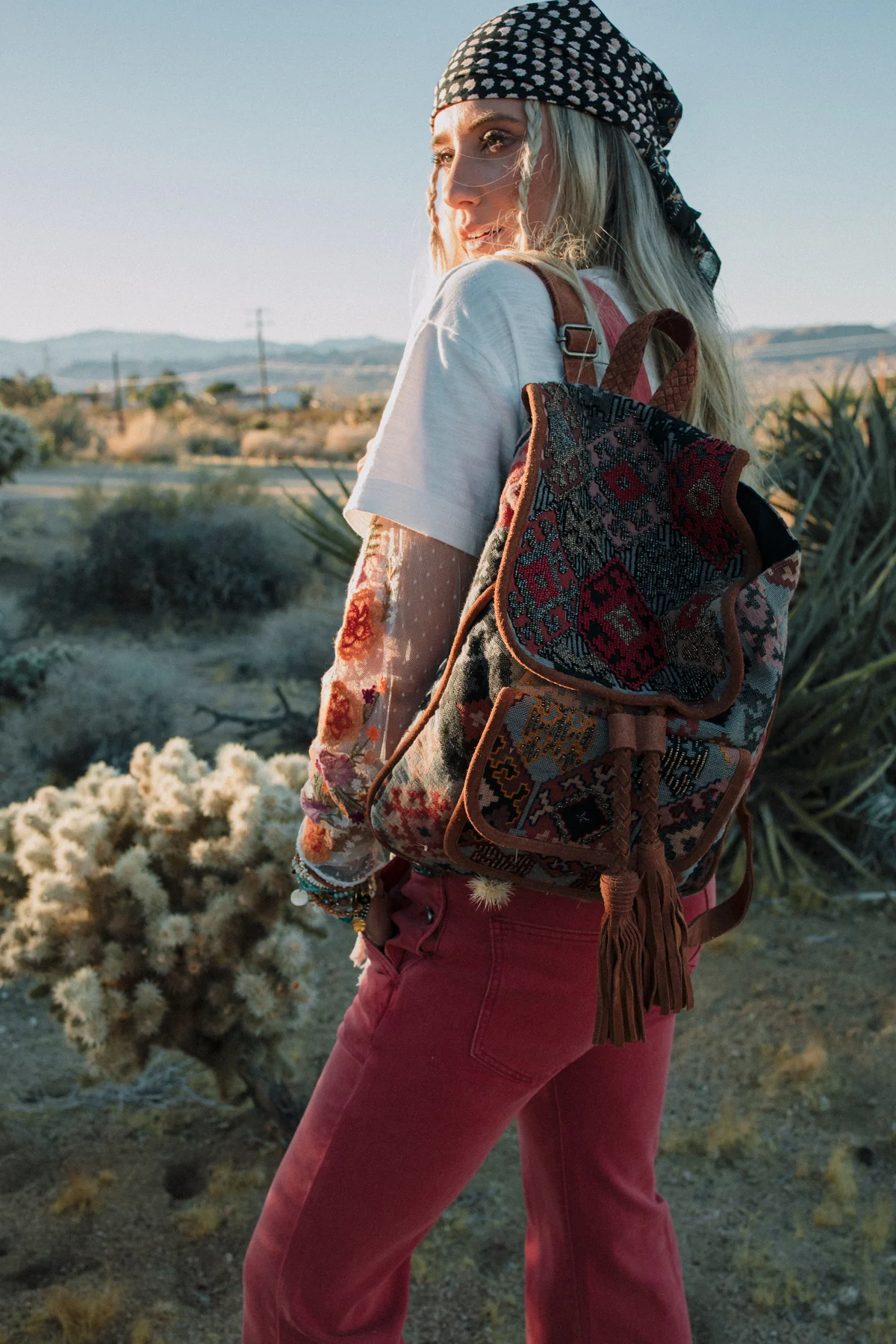 Bohemian Bordeaux Backpack - Red - Image 5
