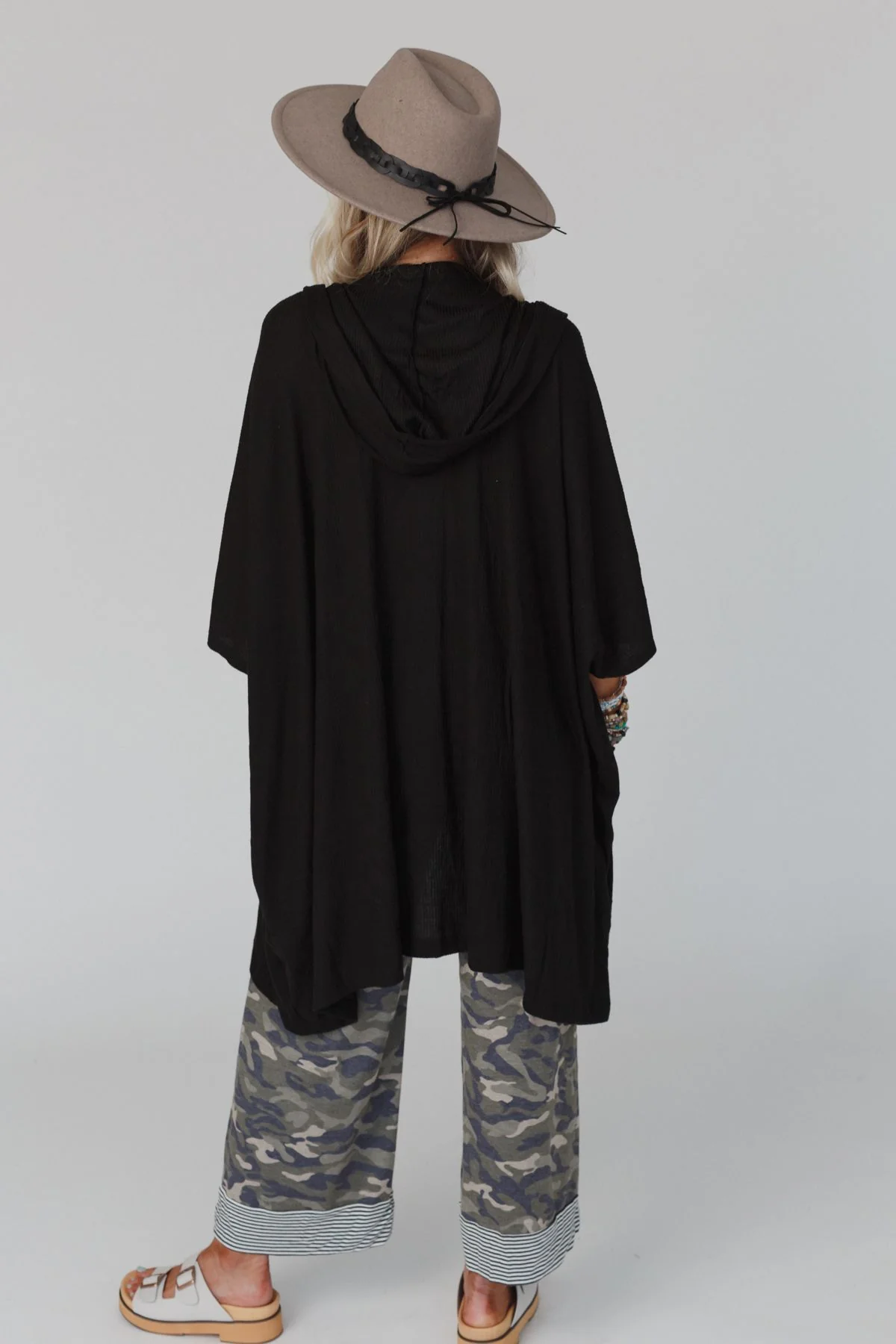 The Nest Boho Essential Hooded Ribbed Sweater - Black - Image 10