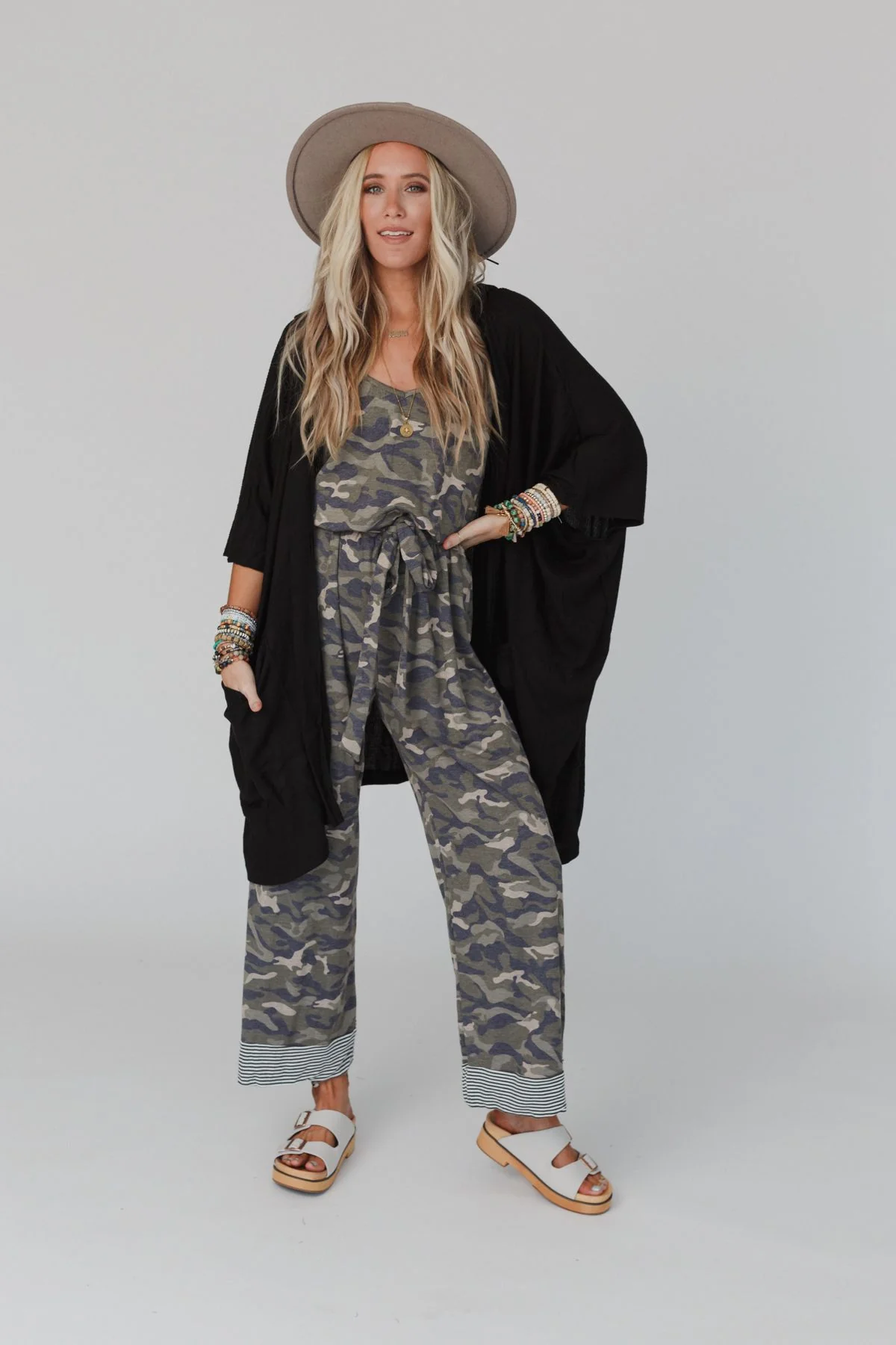 The Nest Boho Essential Hooded Ribbed Sweater - Black - Image 2