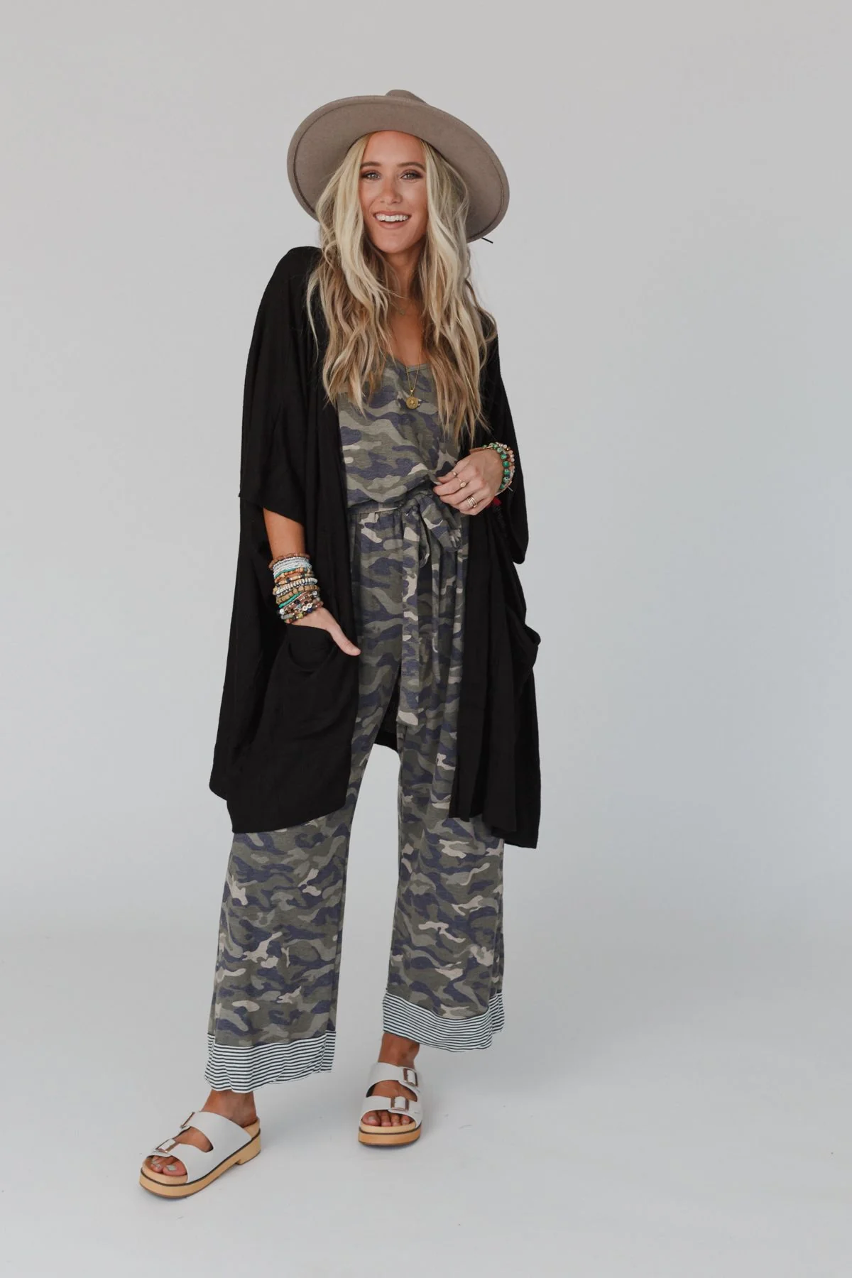 The Nest Boho Essential Hooded Ribbed Sweater - Black - Image 3