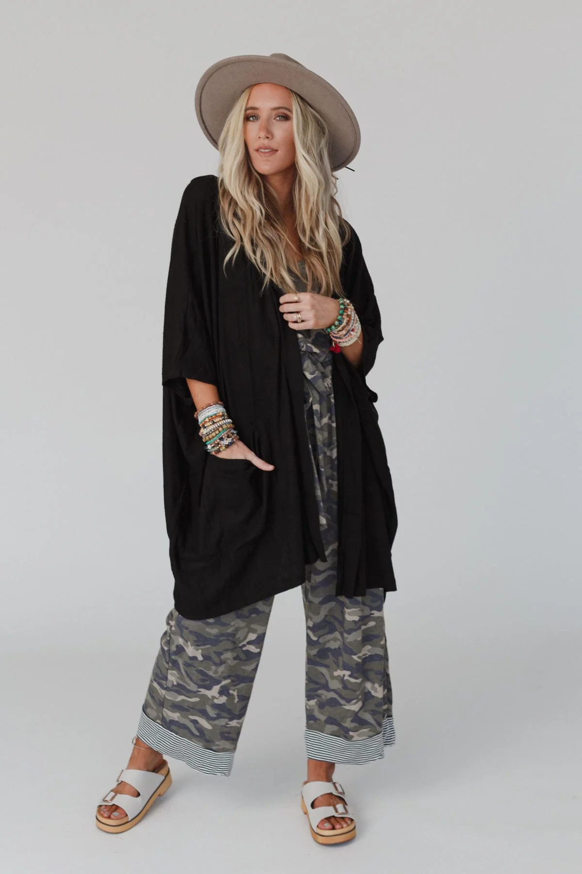 The Nest Boho Essential Hooded Ribbed Sweater - Black - Image 6