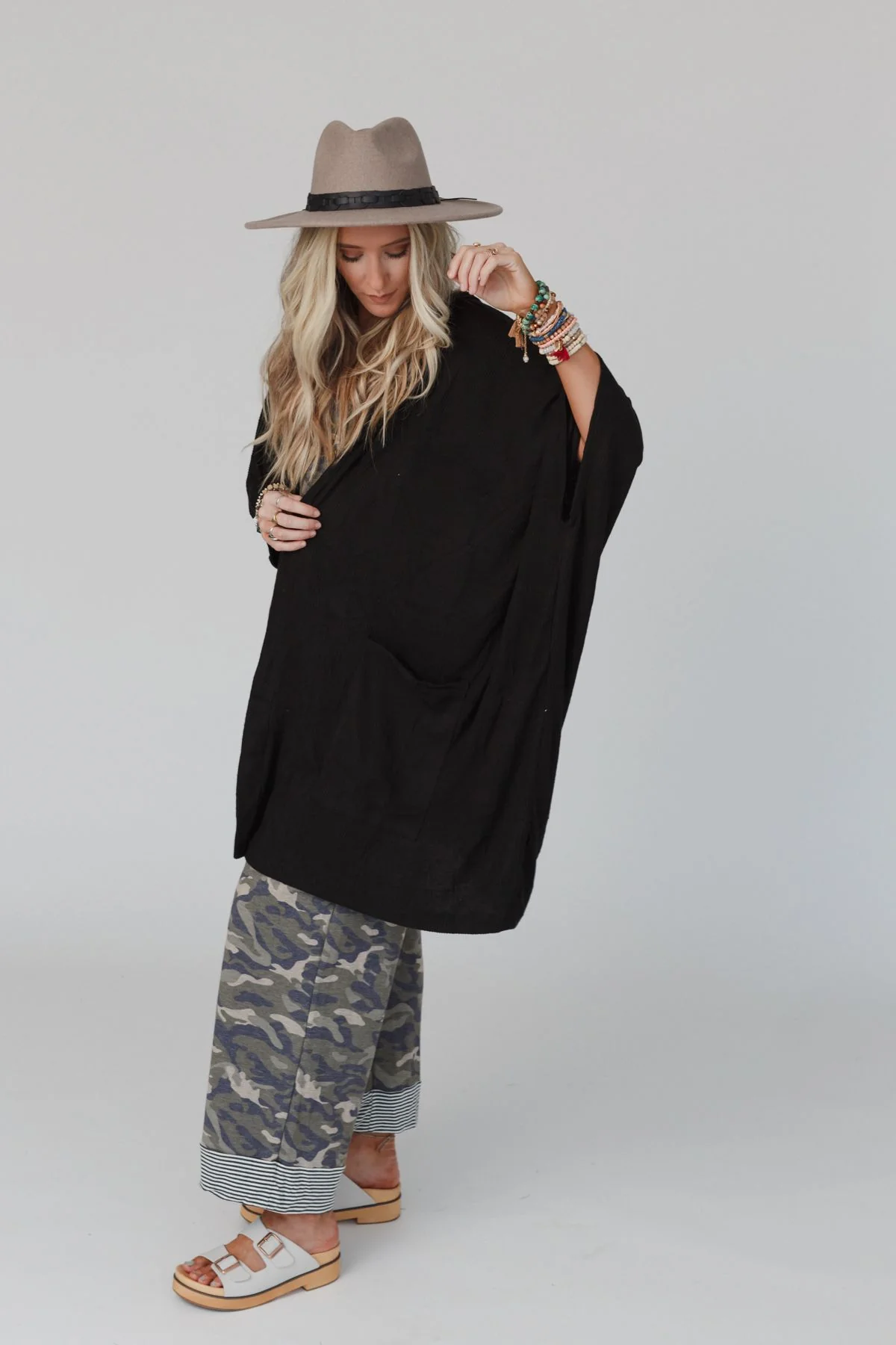 The Nest Boho Essential Hooded Ribbed Sweater - Black - Image 8