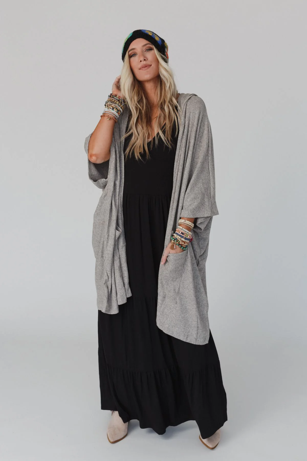 The Nest Boho Essential Hooded Ribbed Sweater - Oatmeal - Image 5