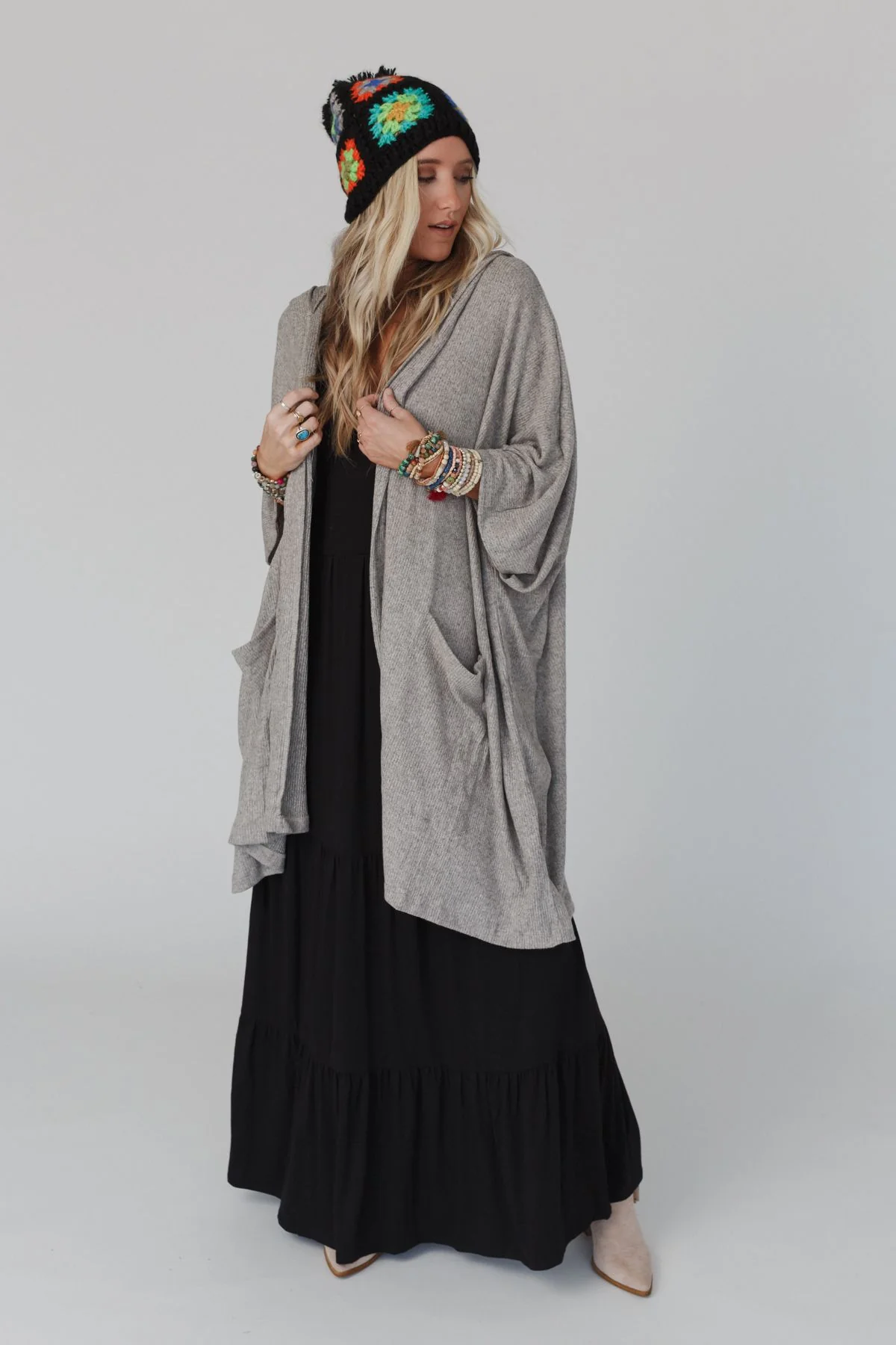 The Nest Boho Essential Hooded Ribbed Sweater - Oatmeal - Image 7