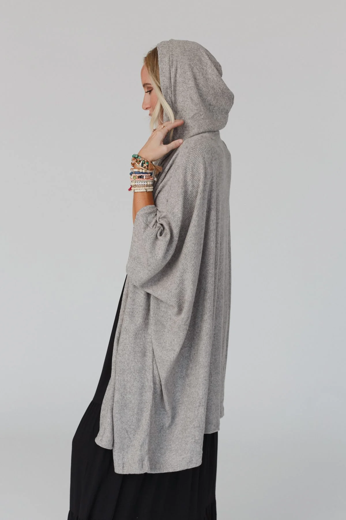 The Nest Boho Essential Hooded Ribbed Sweater - Oatmeal - Image 8