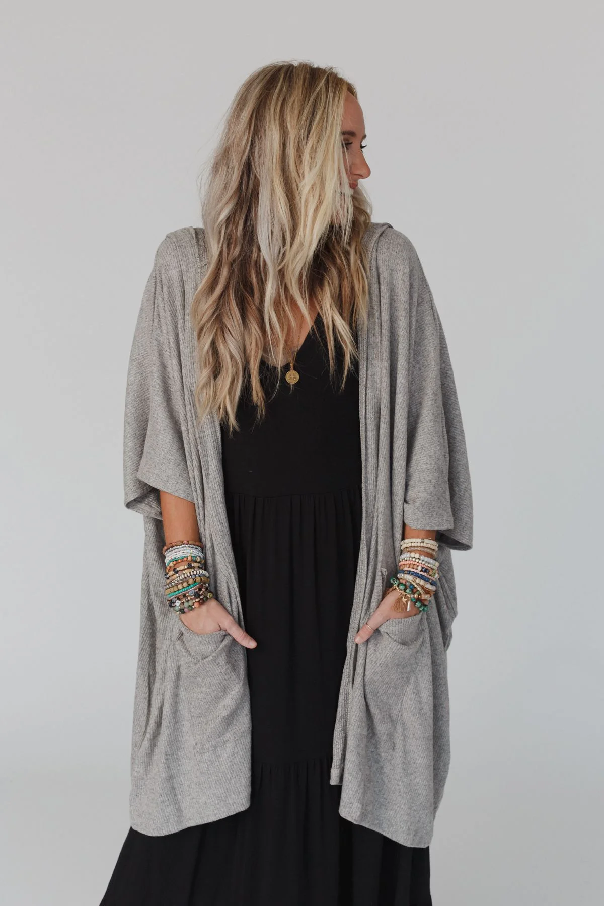 The Nest Boho Essential Hooded Ribbed Sweater - Oatmeal - Image 9