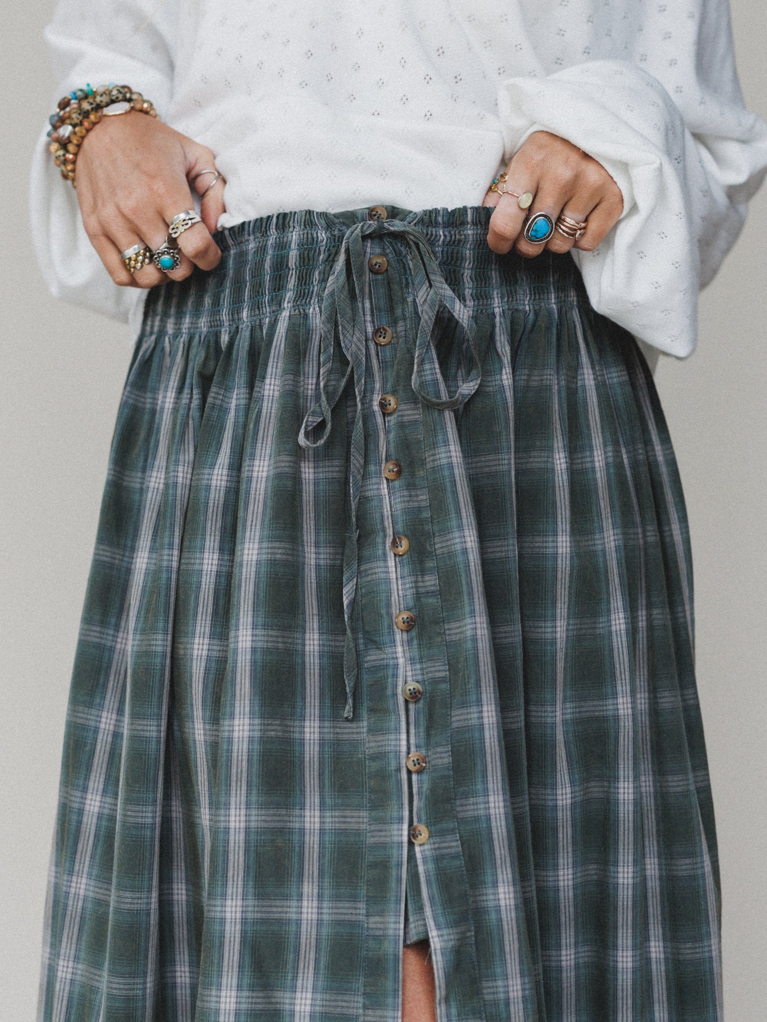 Bonfire Bloom Plaid Skirt - Olive - Image 2
