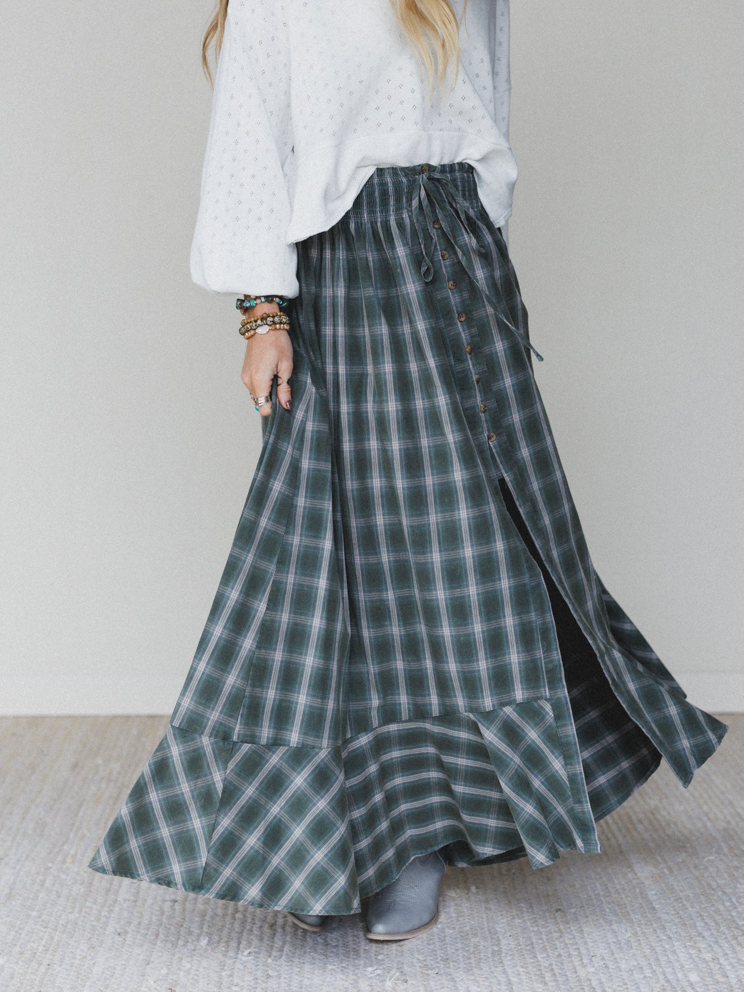 Bonfire Bloom Plaid Skirt - Olive - Image 3