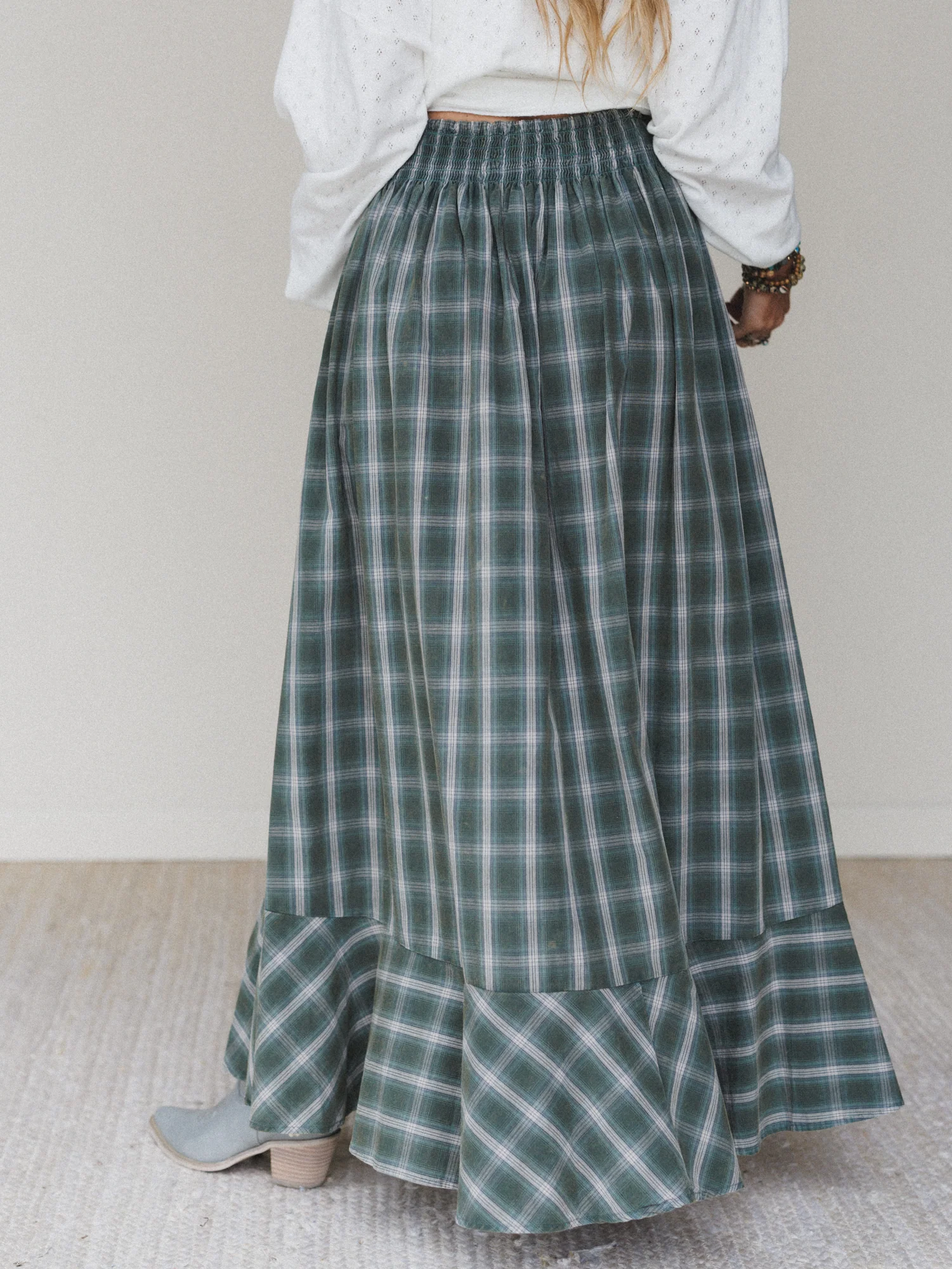 Bonfire Bloom Plaid Skirt - Olive - Image 5