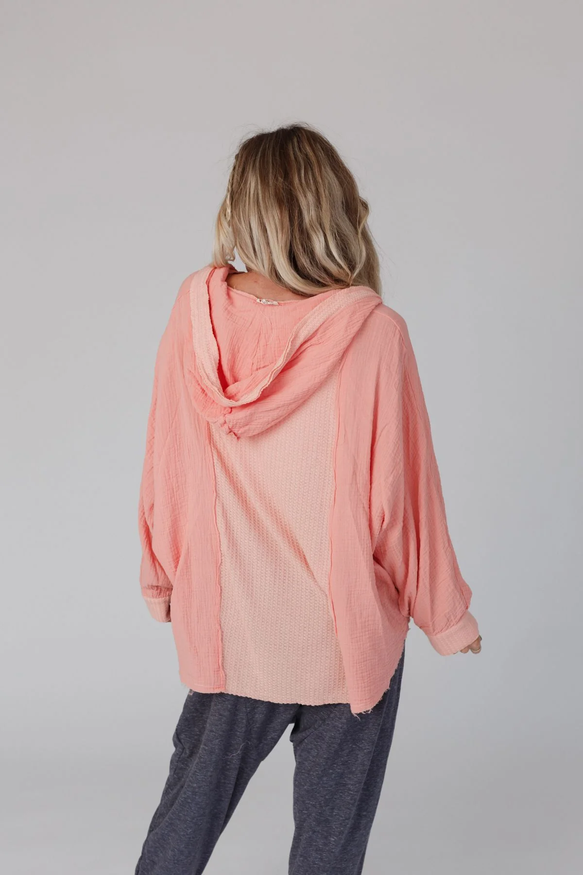 Bono Oversized Hoodie Top - Peach - Image 6