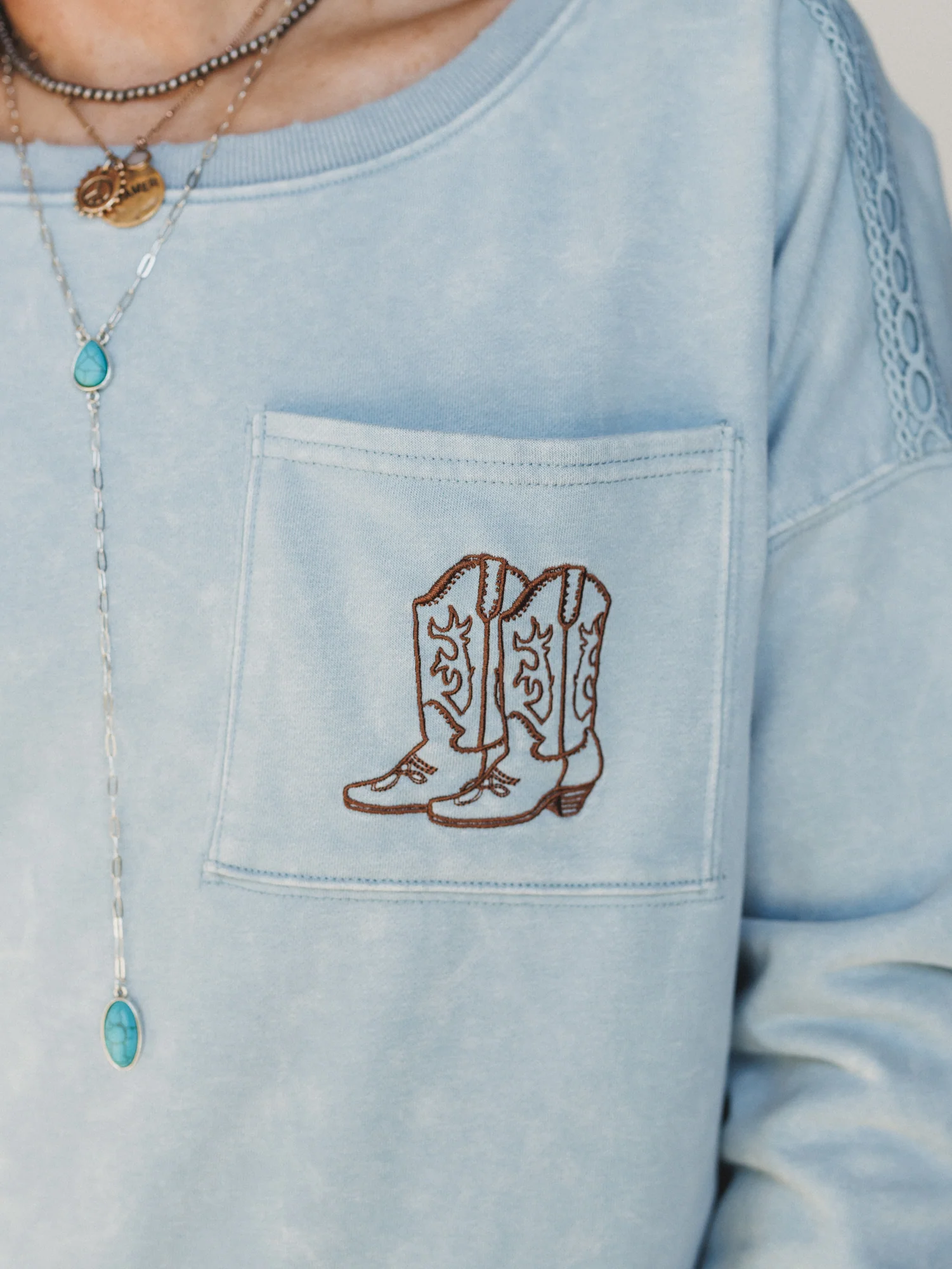 Boots Pocket Sweatshirt - Denim - Image 3