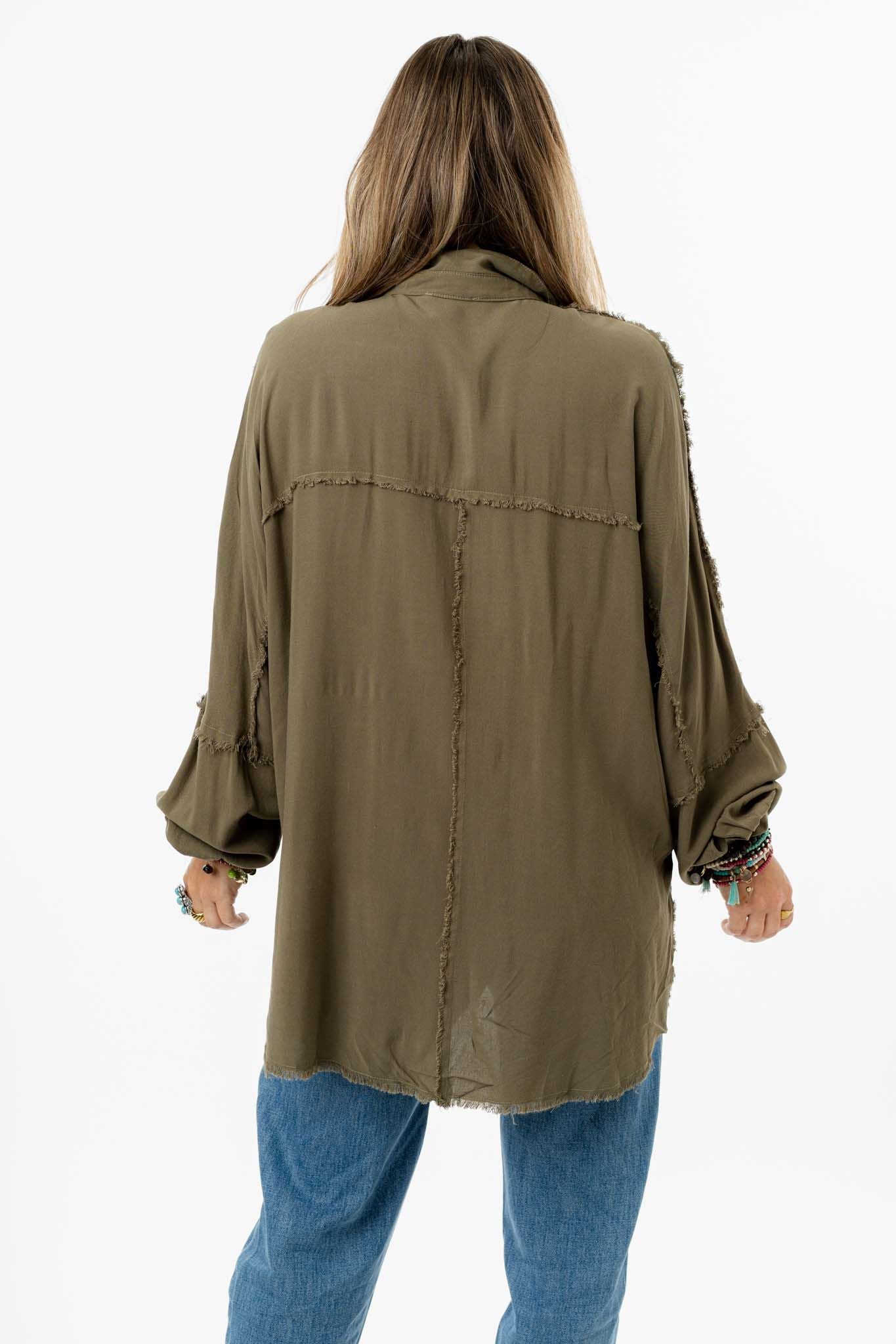 Bradley Button Down Top - Olive - Image 2
