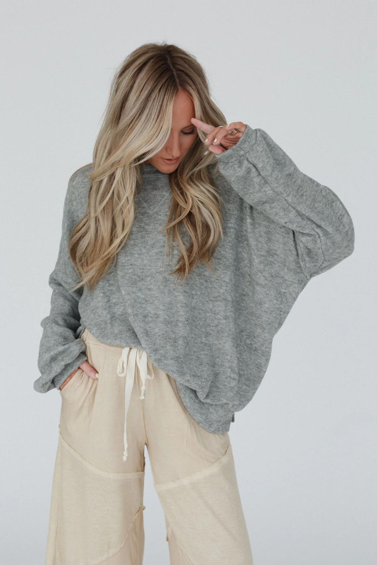 The Nest Brayden Oversized Pullover - Olive Gray - Image 6