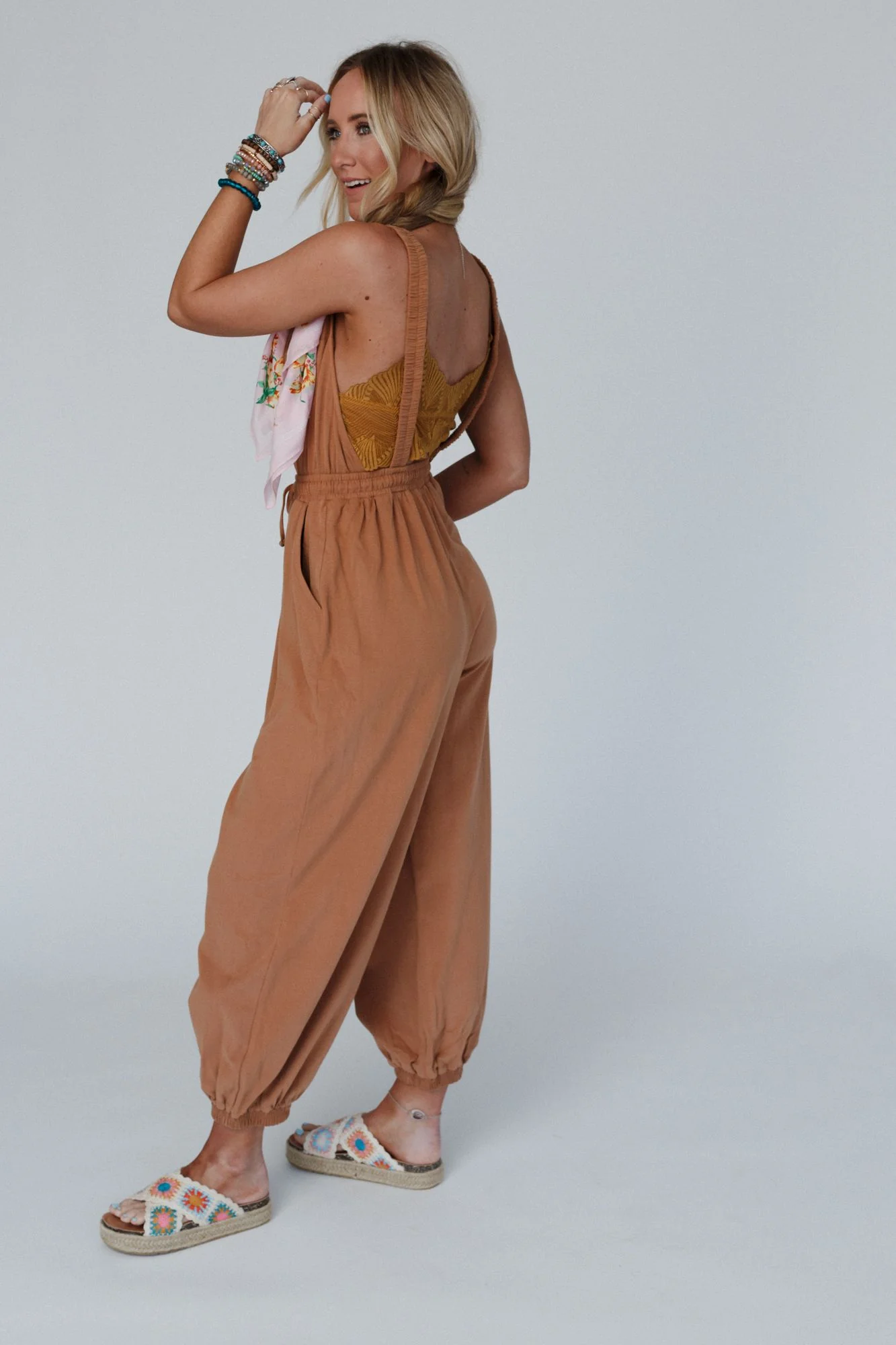 Breezy Back Knit Jumpsuit - Butterscotch - Image 3