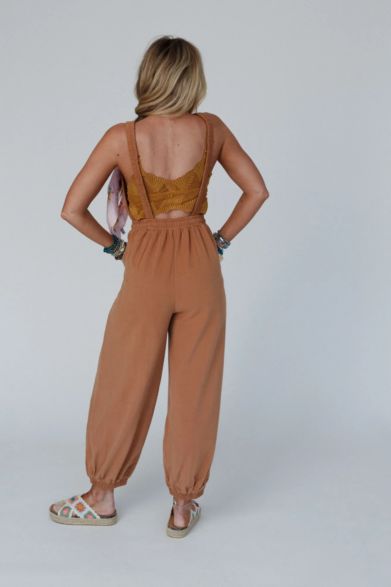 Breezy Back Knit Jumpsuit - Butterscotch - Image 5