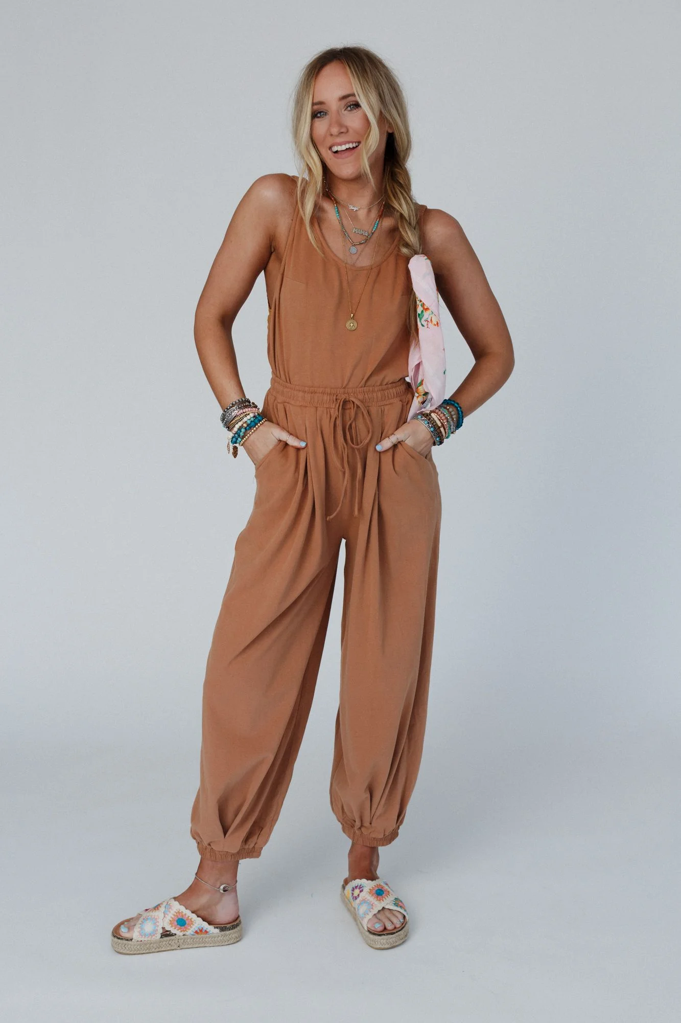 Breezy Back Knit Jumpsuit - Butterscotch - Image 9