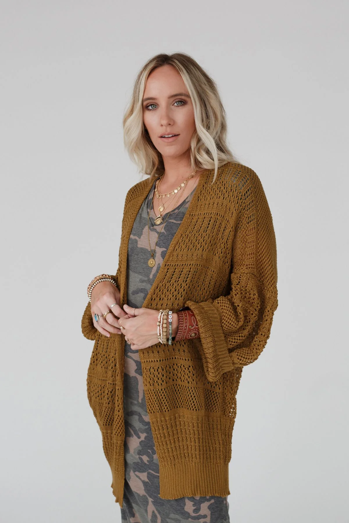 Brenden Knit Netted Cardigan - Brown - Pre Order - Image 3