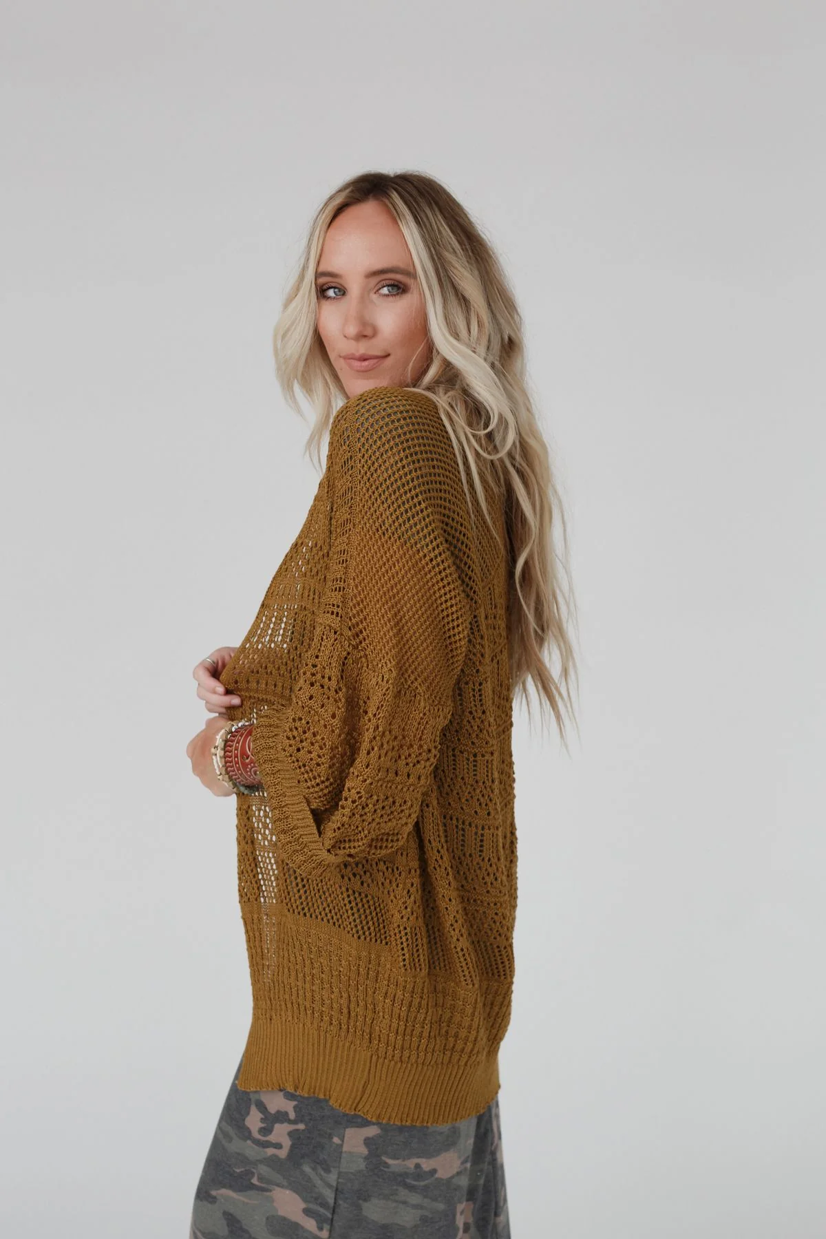 Brenden Knit Netted Cardigan - Brown - Pre Order - Image 6
