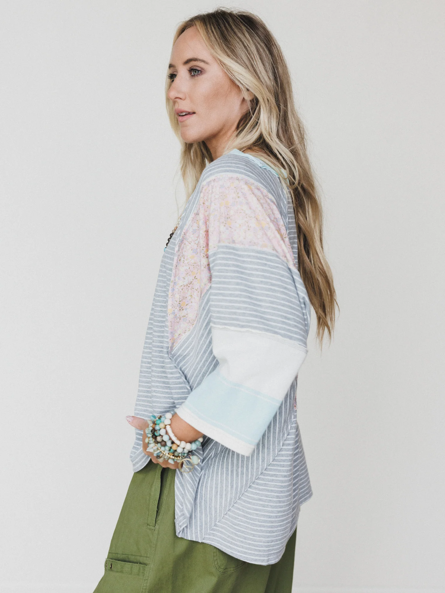 Britt Patchwork Top - Heather Gray - Image 3