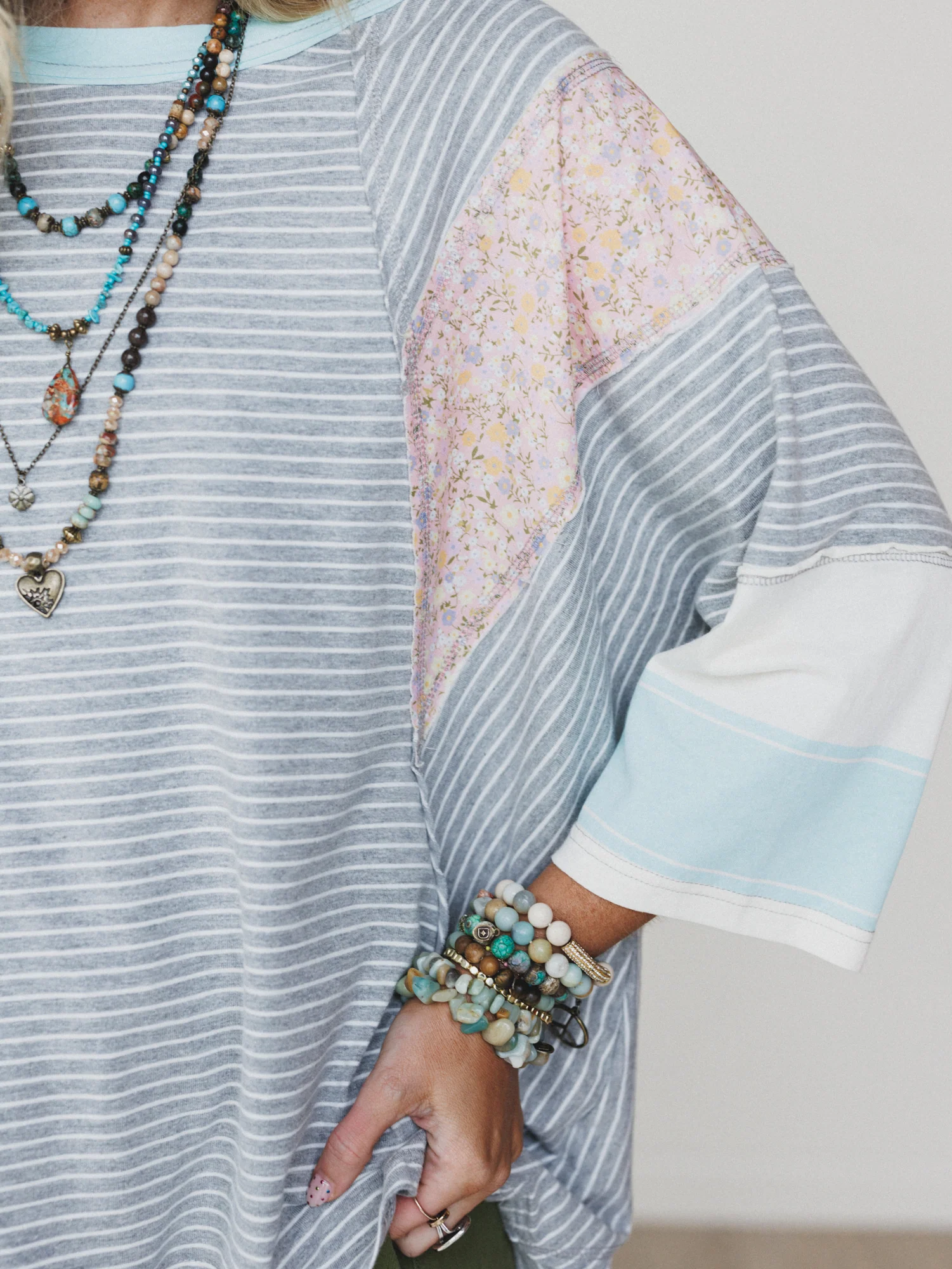 Britt Patchwork Top - Heather Gray - Image 4