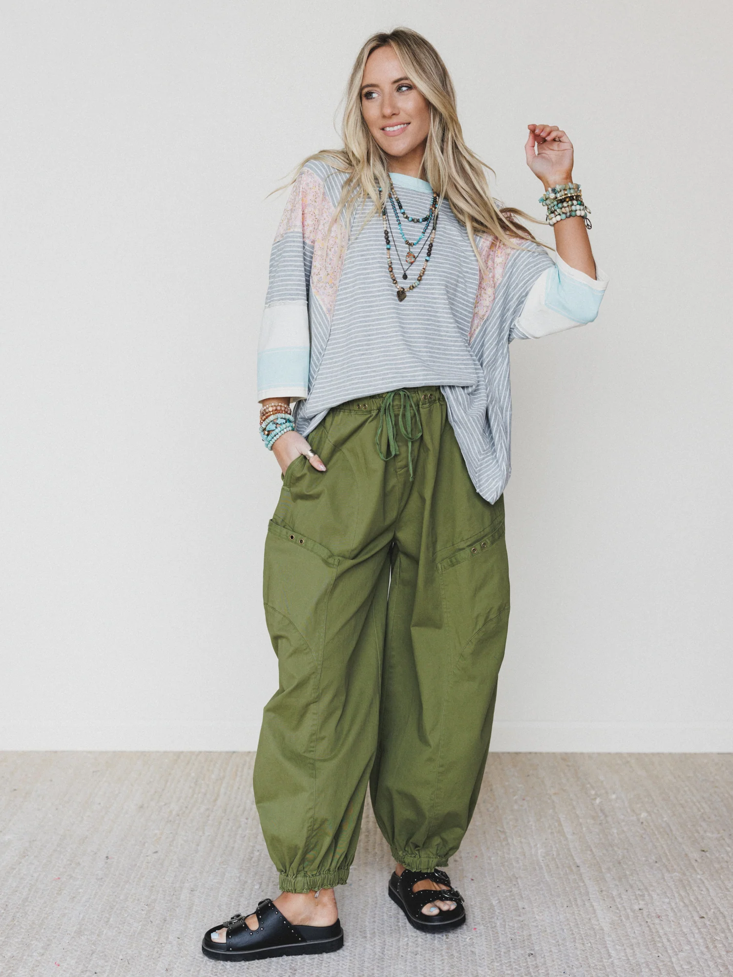 Britt Patchwork Top - Heather Gray - Image 5