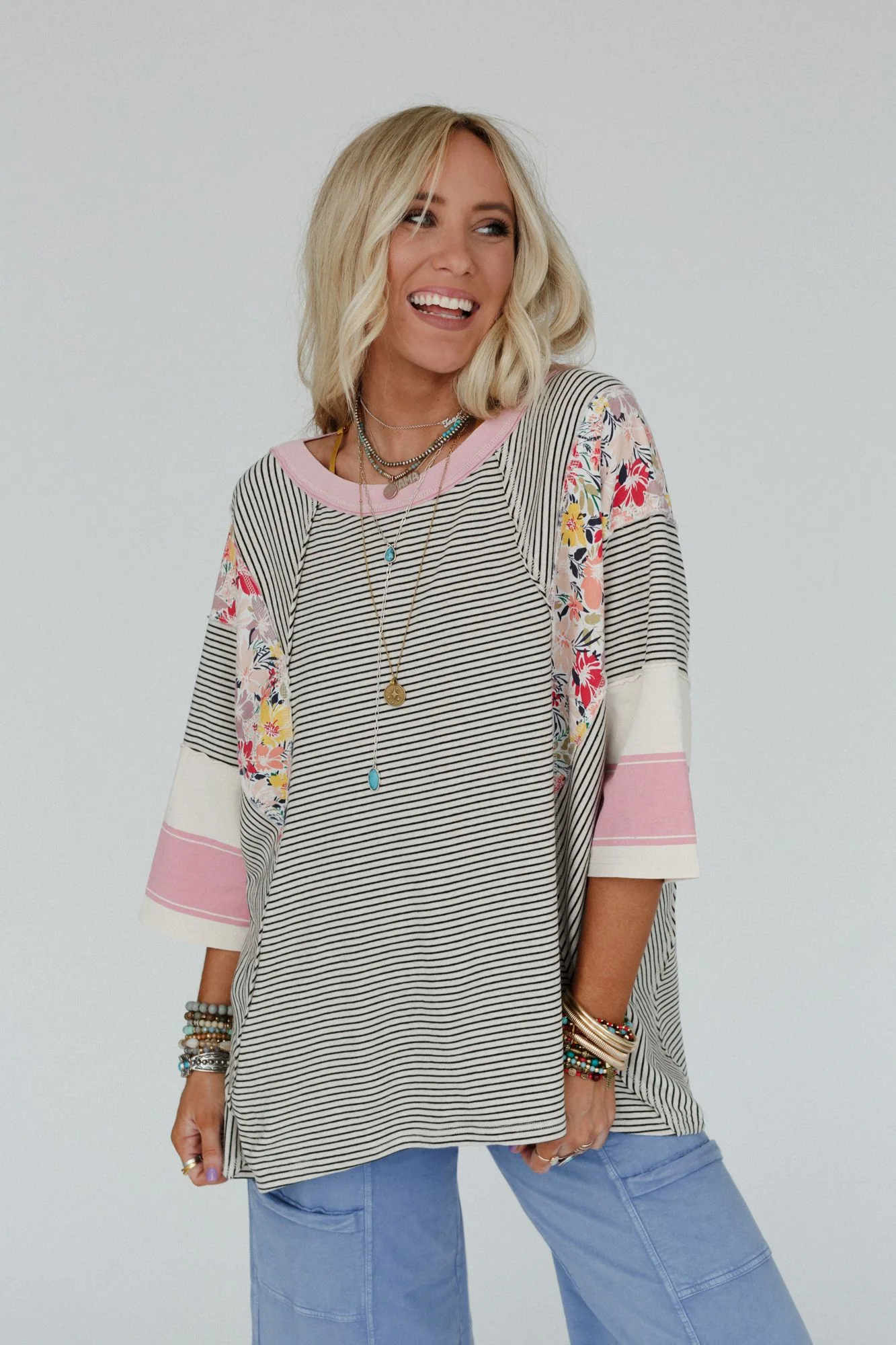 Britt Patchwork Top - Oat - Image 4