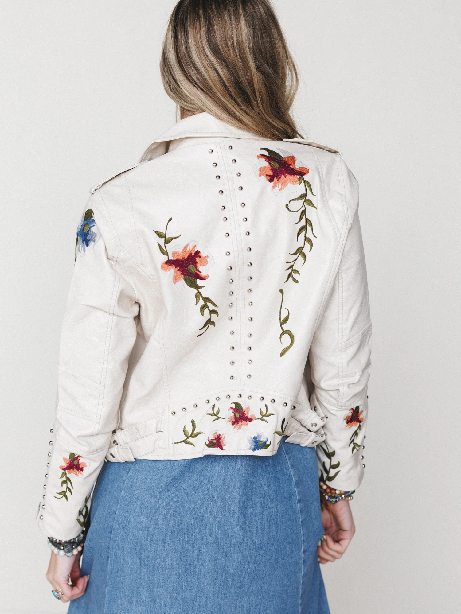 Brooklyn Embroidered Studded Jacket - Beige - Image 6