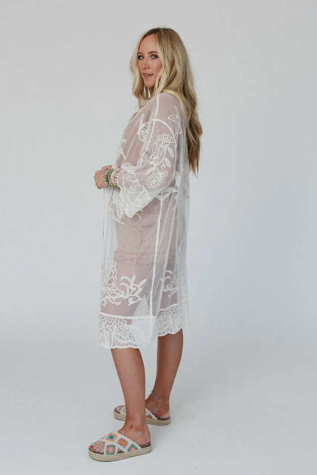 Butterfly Beach Kimono - Ivory - Image 5