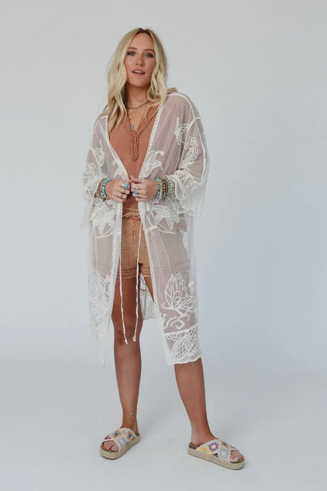 Butterfly Beach Kimono - Ivory - Image 2