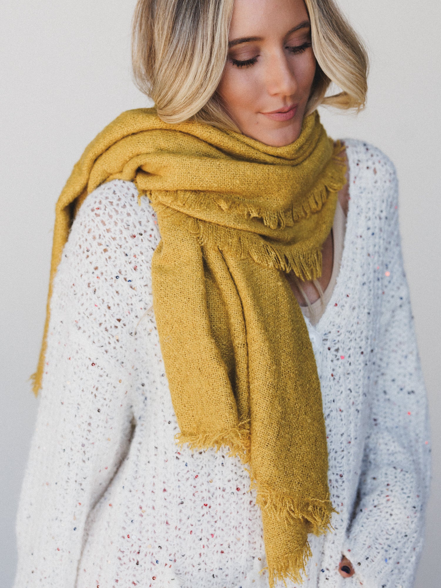 Cabin Calling Blanket Scarf - Mustard
