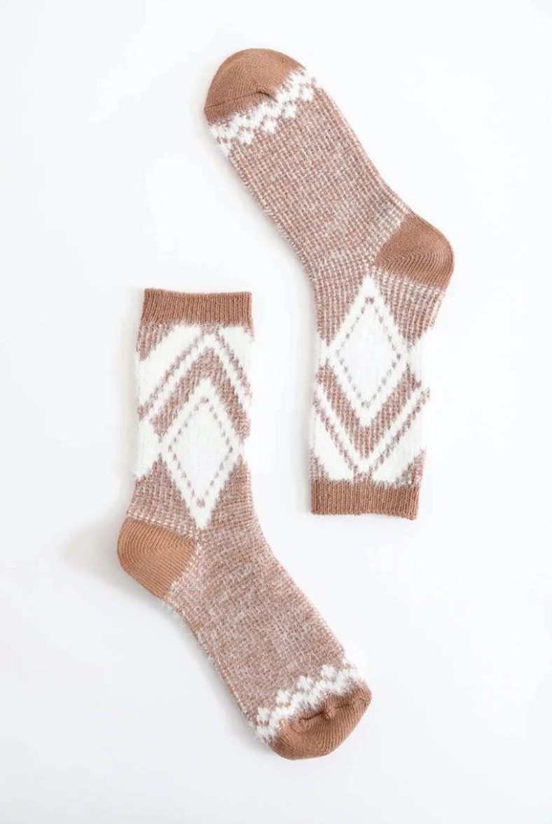 Cabin Ready Cozy Socks - Camel - Image 2