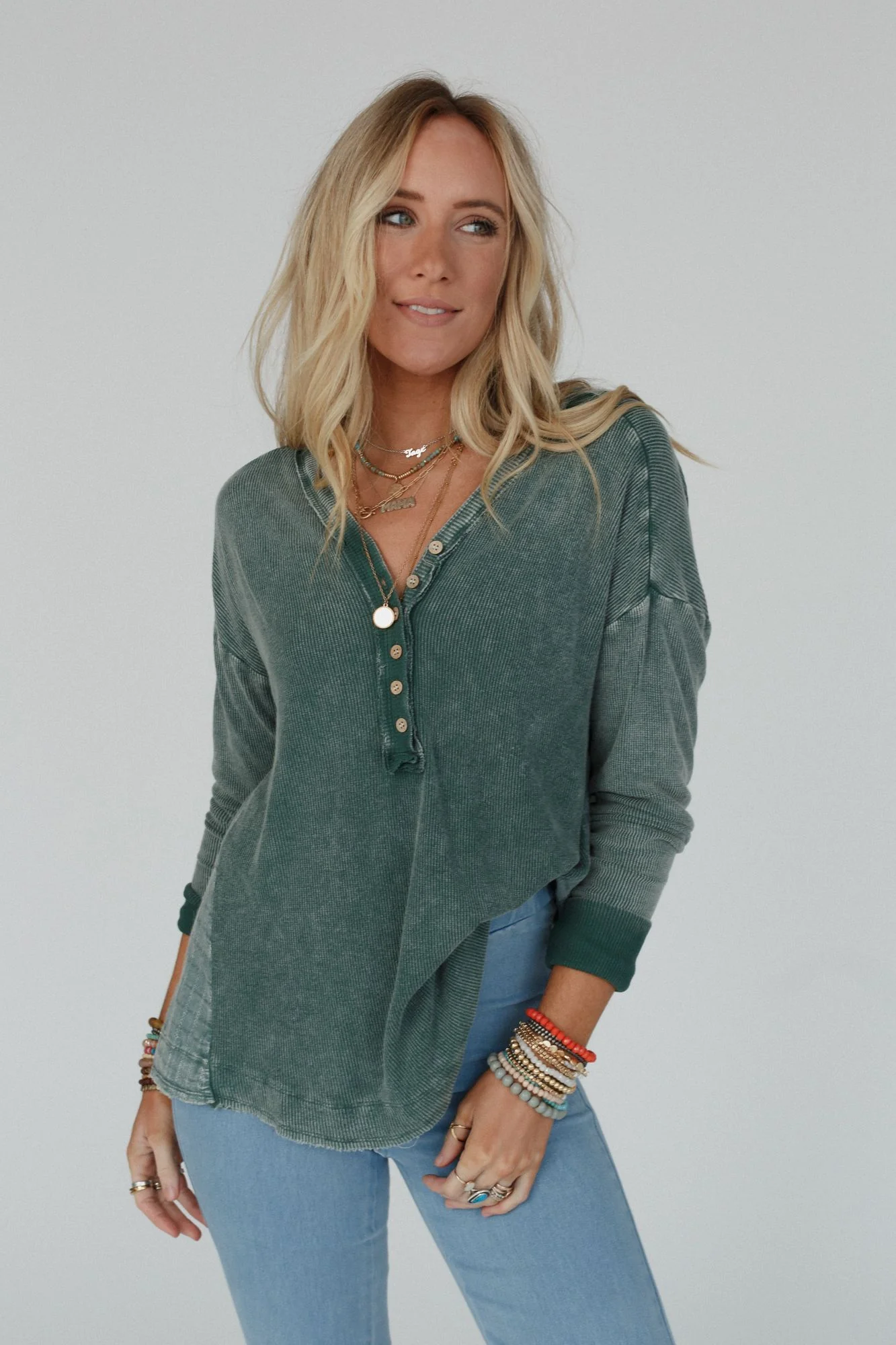 Call It A Day Thermal Top - Green - Pre Order