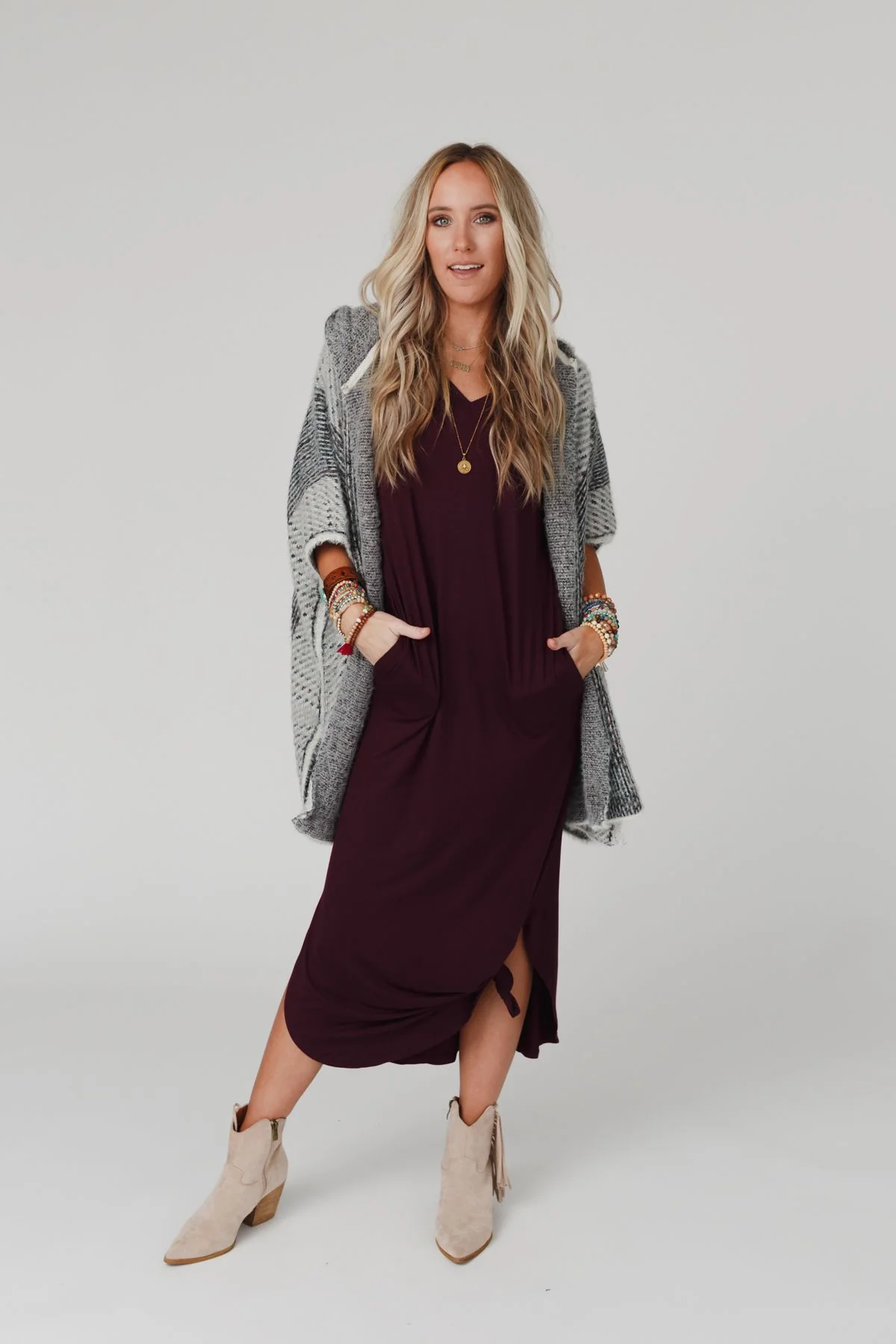 Call It Comfort Tee Dress - Plum - Image 6