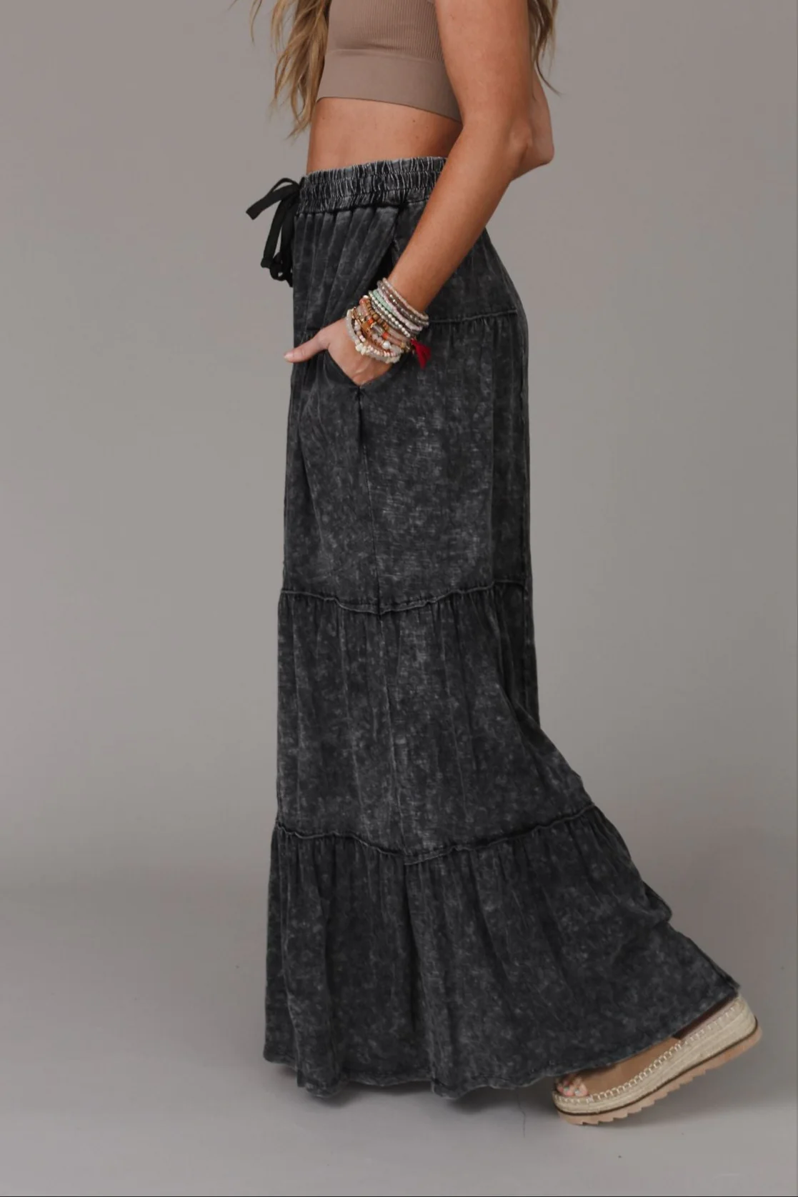 Called A Dreamer Washed Wide Leg Pant - Black - Image 3