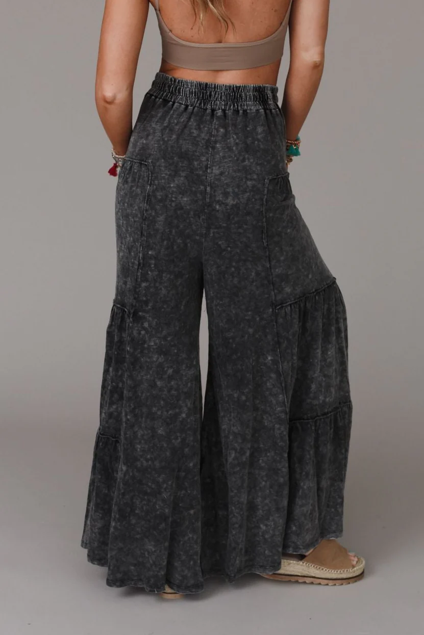 Called A Dreamer Washed Wide Leg Pant - Black - Image 4