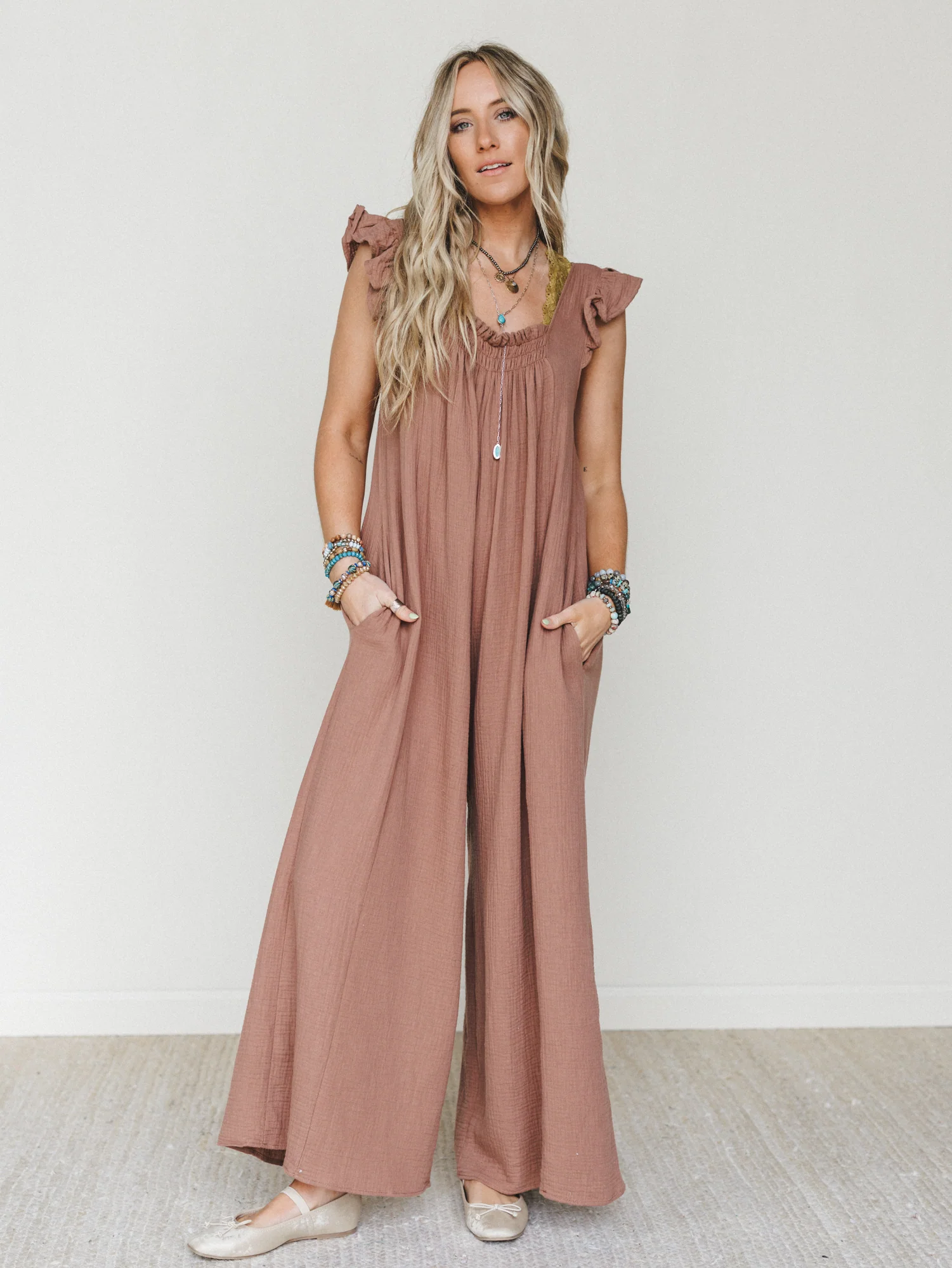 Calm Waves Jumpsuit - Mocha