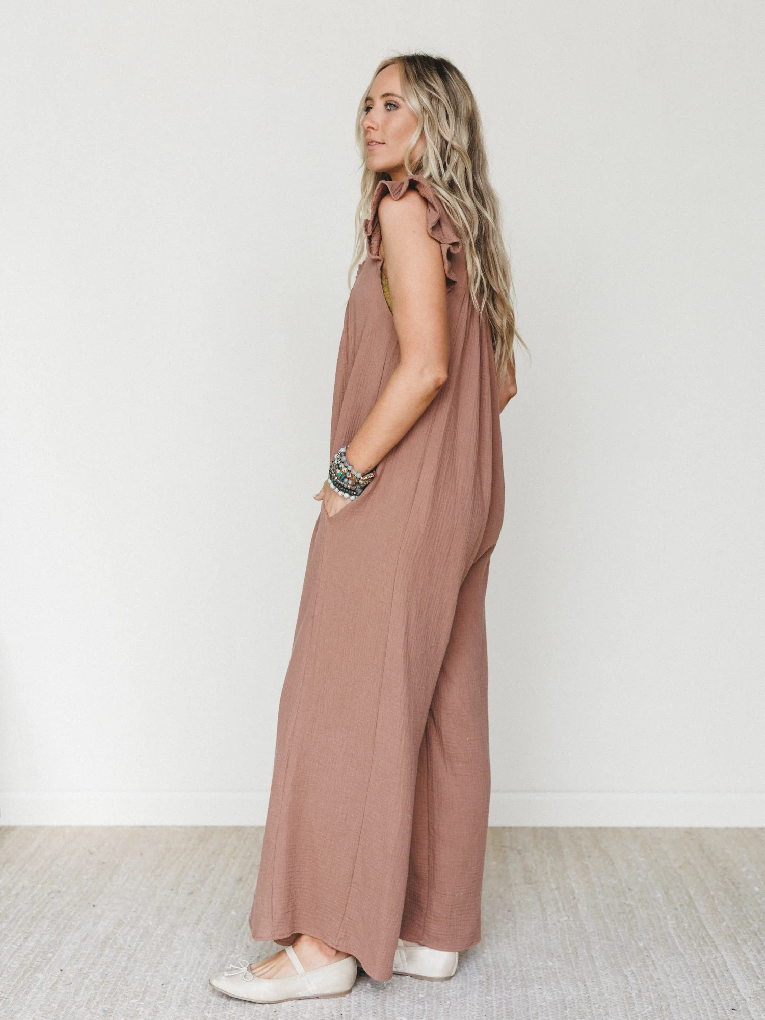 Calm Waves Jumpsuit - Mocha - Image 4