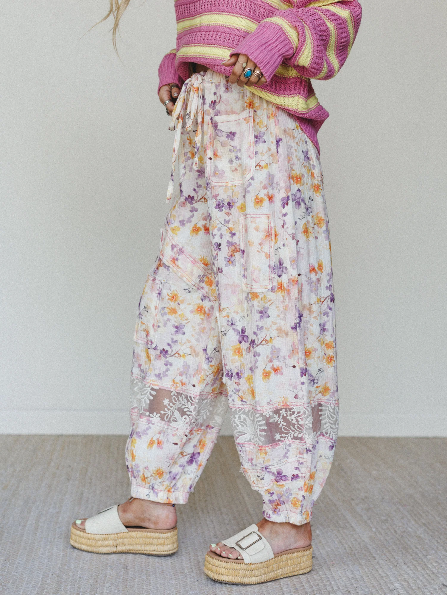 Calm Waves Pants - Pink Floral - Image 2
