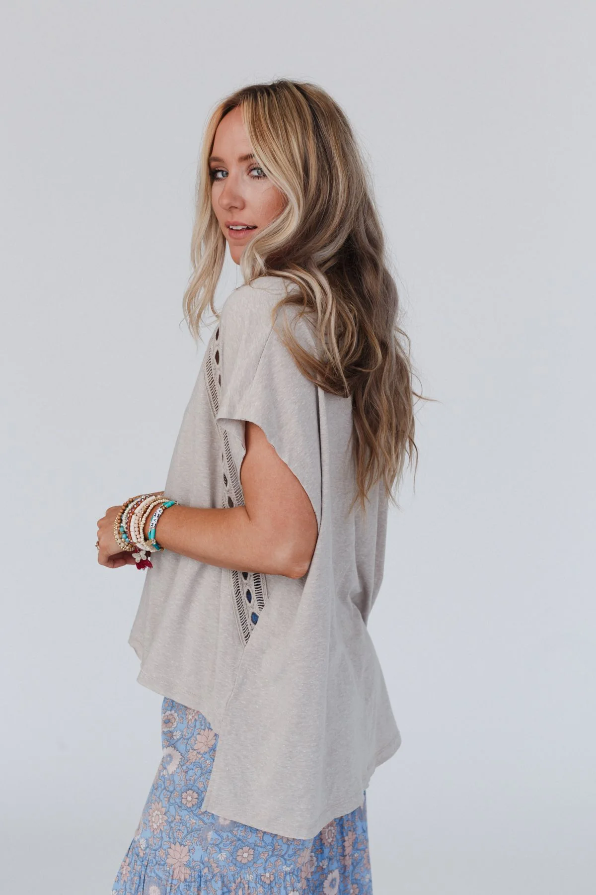 Camden Lace V Neck Top - Camel - Image 7